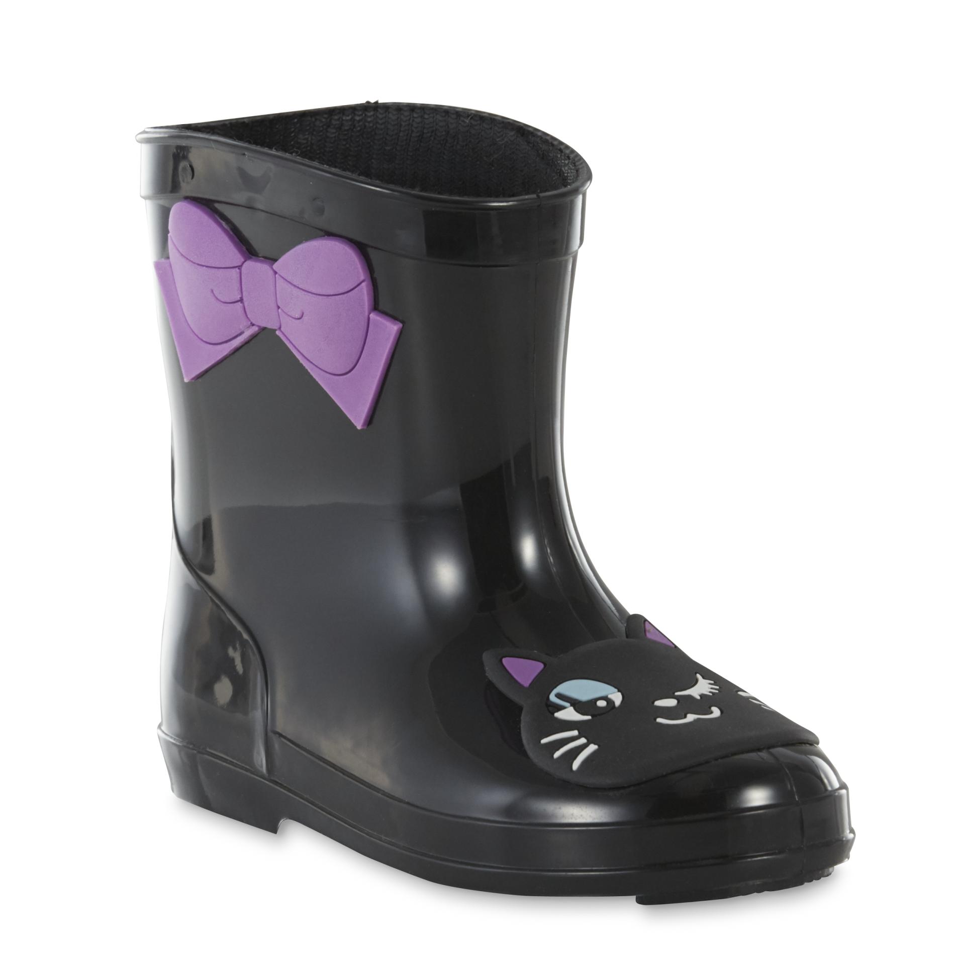 Personal Identity Toddler Girl's Black/Kitty Rain Boot