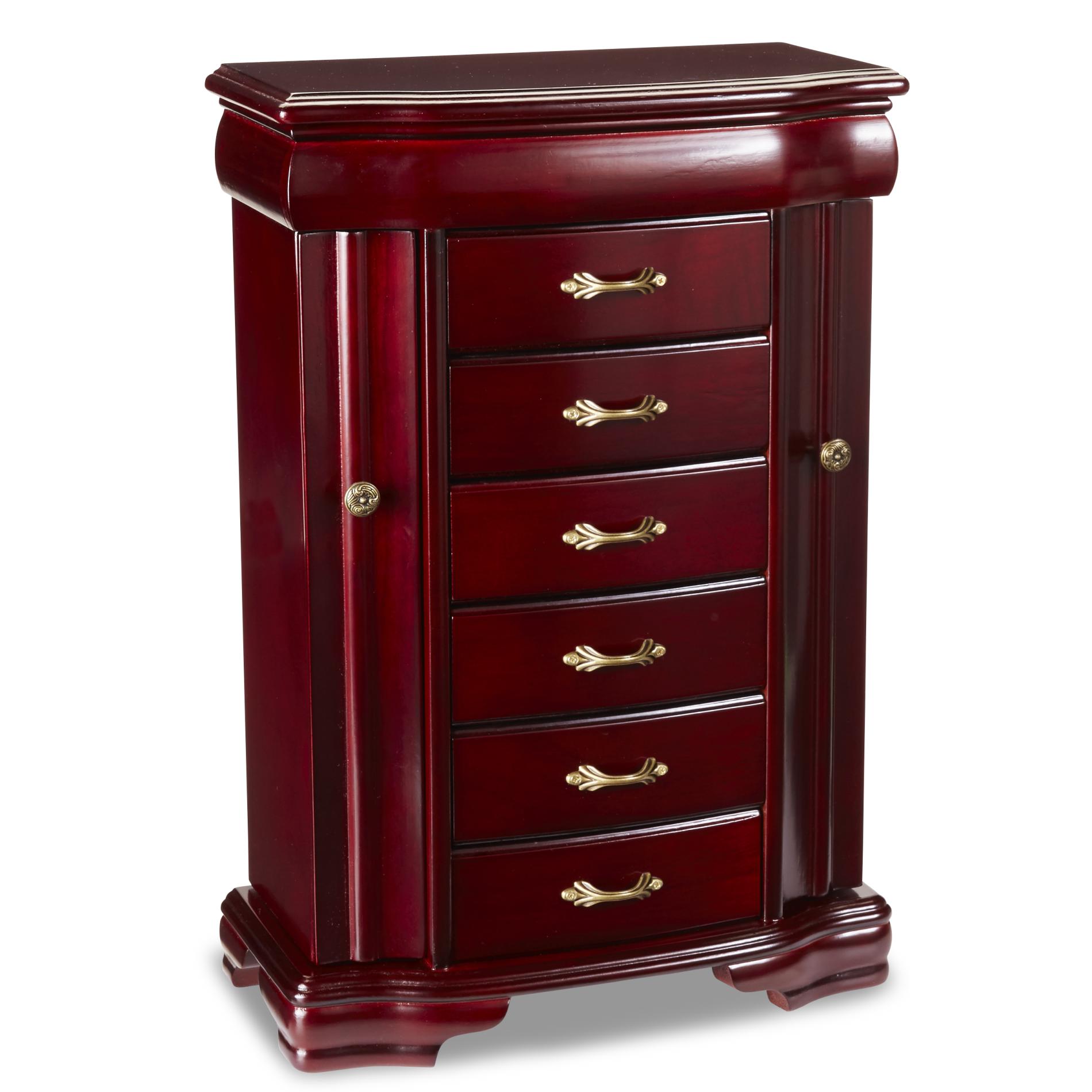 w swing hooks Box Upright Jewelry Jaclyn Smith Cherry Wood w swing hooks Box Upright Jewelry Jaclyn Smith Cherry Wood
