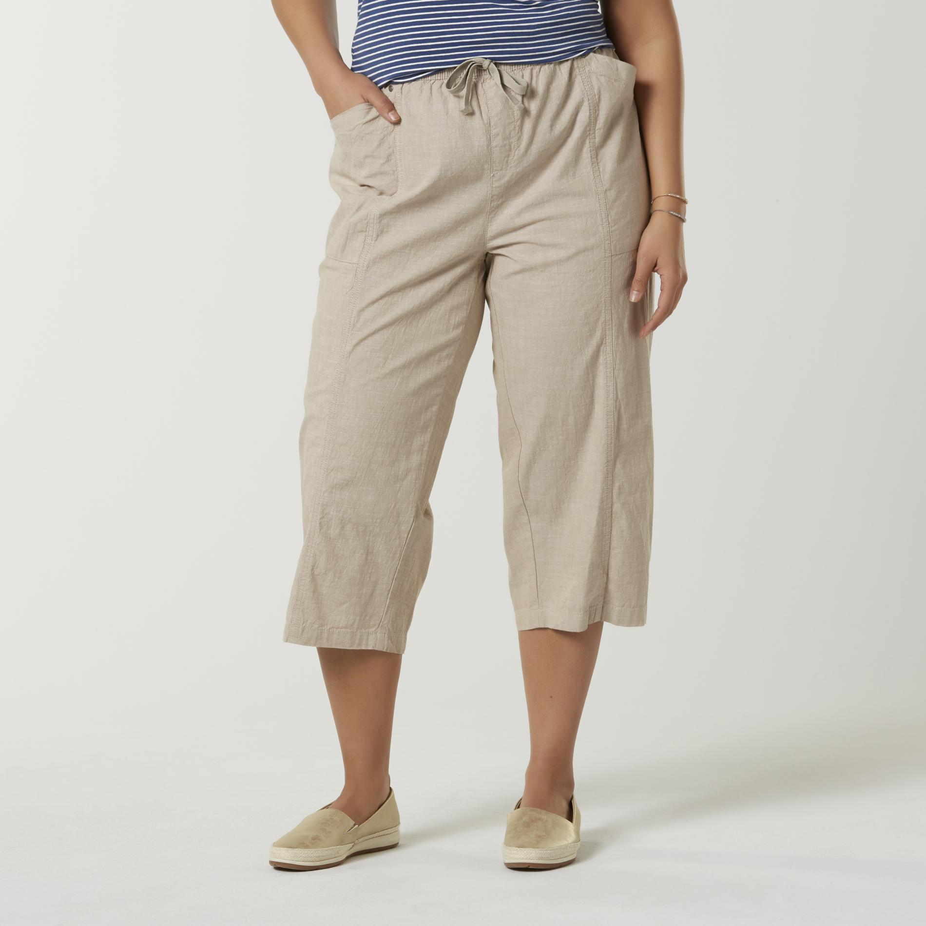 Basic Editions Women's Plus Capri Pants, Size: 1XL, Blue Basic Editions Women's Plus Capri Pants, Size: 1XL, Blue