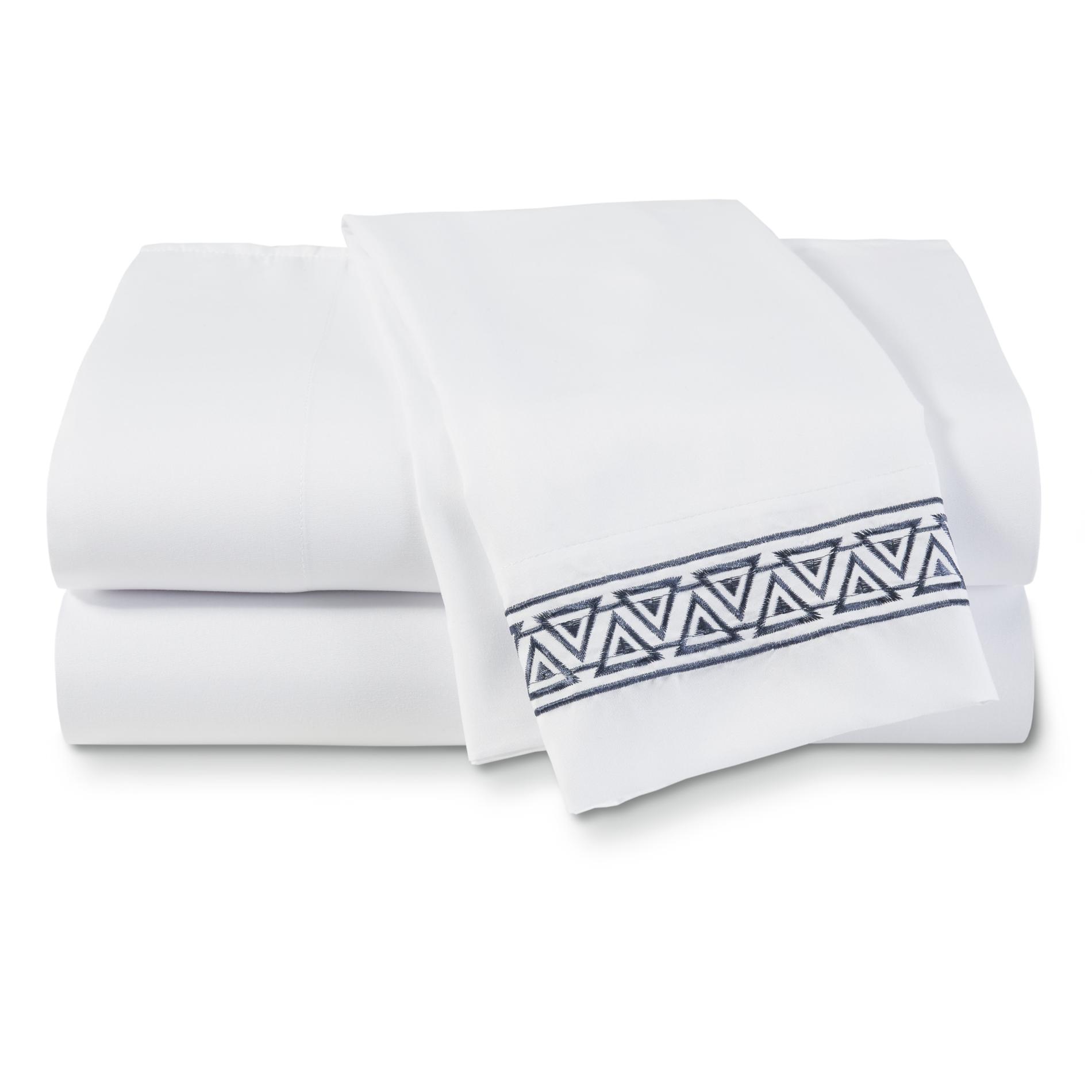 6pc. Embroidered Queen Sheet Set Triangle Shop Your Way Online