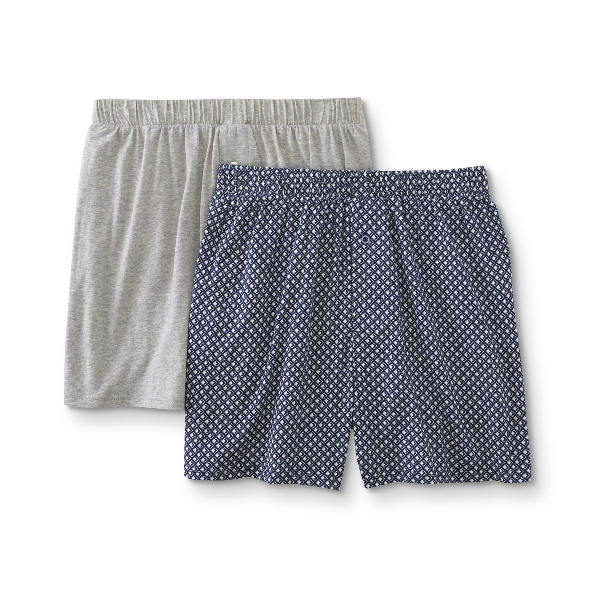 Simply Styled Men's 2-Pack Knit Boxer Shorts - Geometric