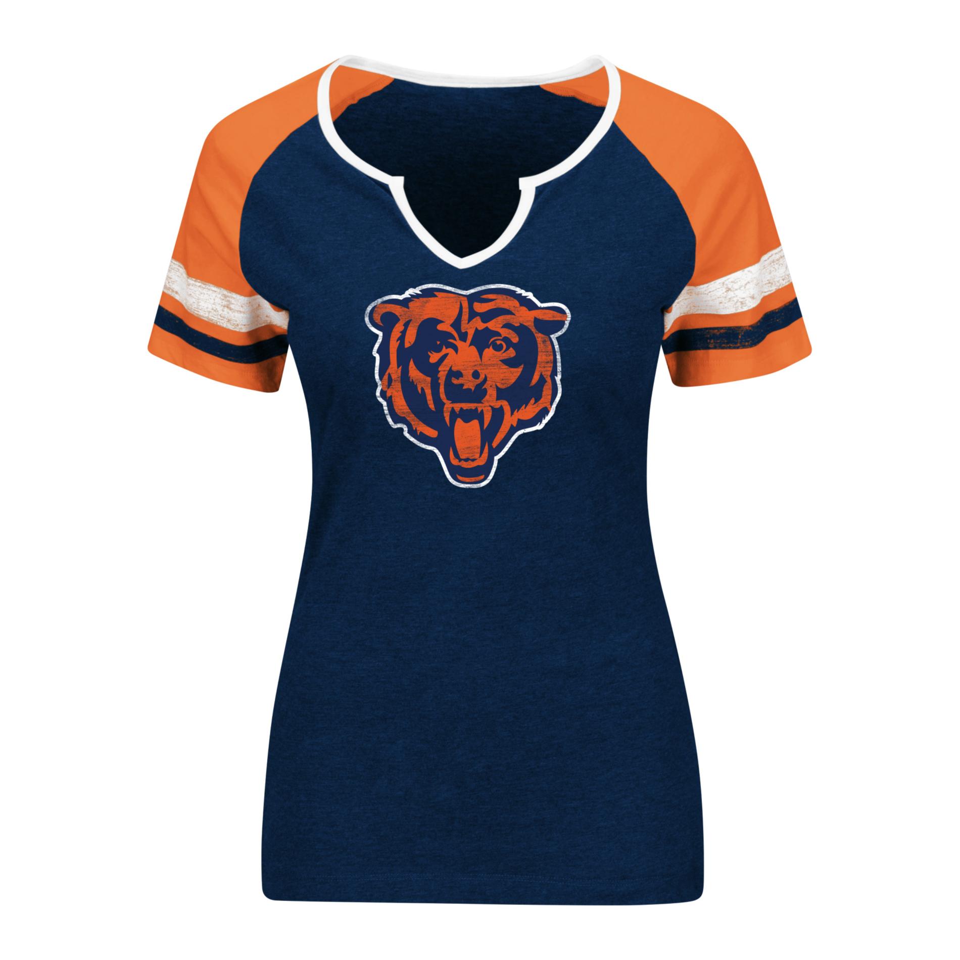 NFL Women's Notched Neck Graphic T-Shirt - Chicago Bears