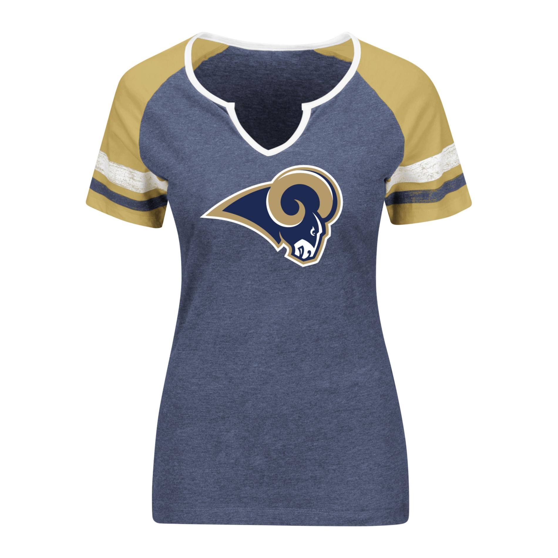 NFL Women's Notched Neck Graphic T-Shirt - Los Angeles Rams