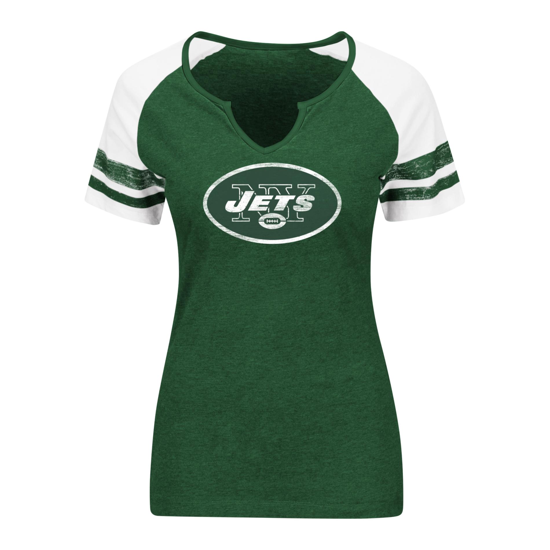 NFL Women's Notched Neck Graphic T-Shirt - New York Jets