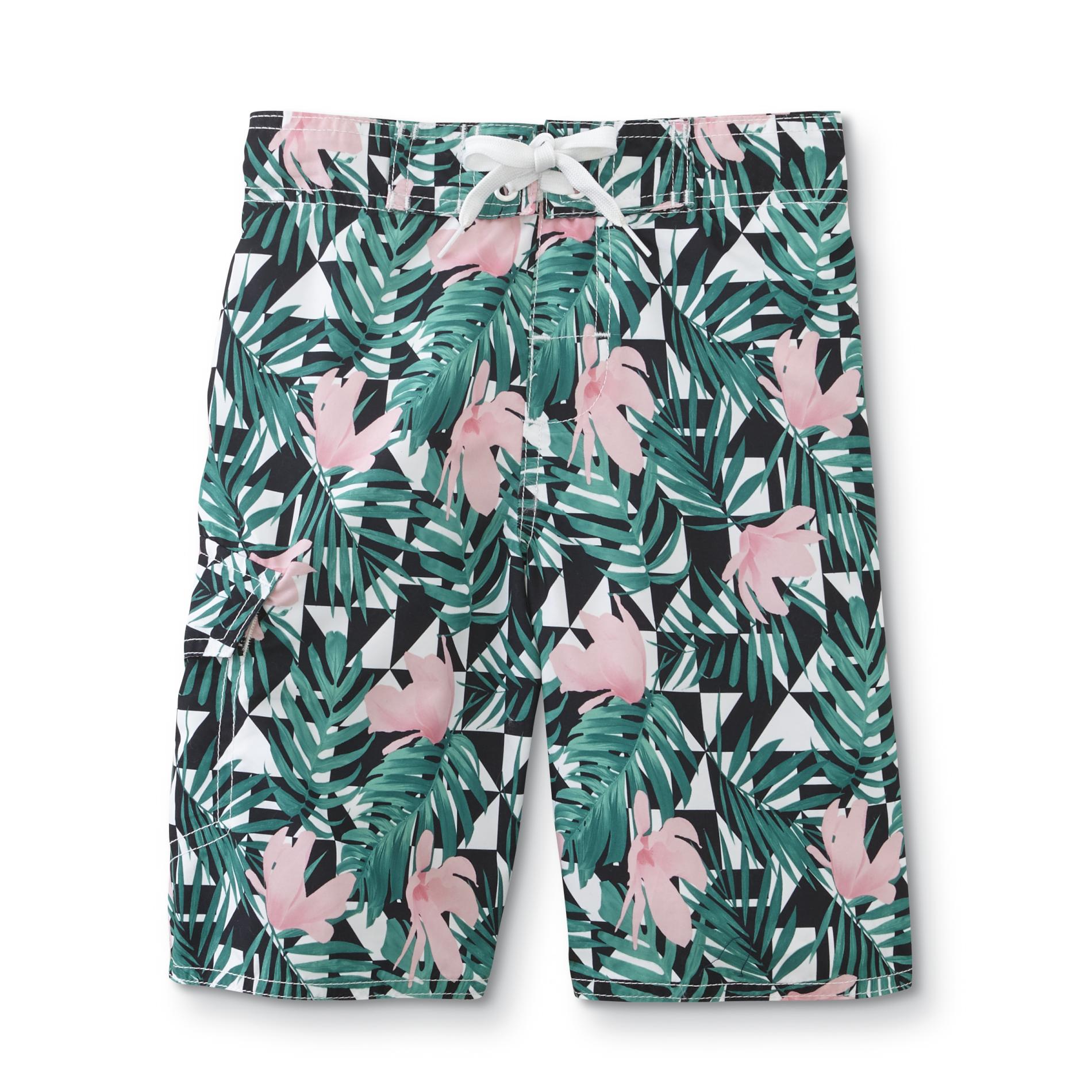 Joe Boxer Boys' Swim Trunks - Tropical Floral, Size: Small, Green Joe Boxer Boys' Swim Trunks - Tropical Floral, Size: Small, Green