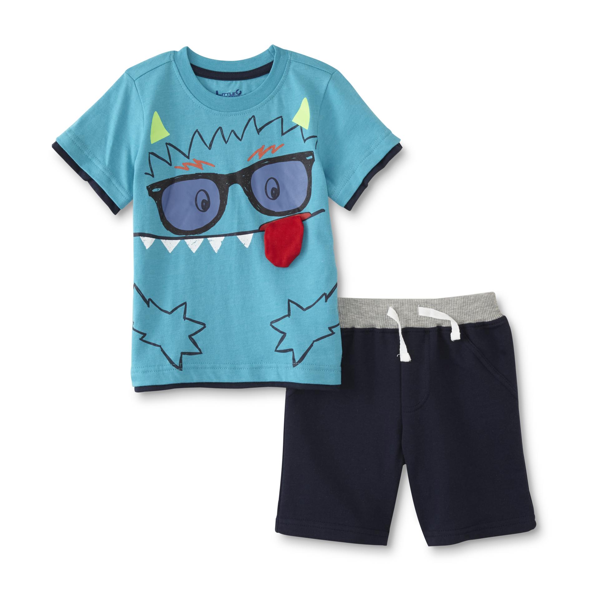 Infant & Toddler Boys' 3D Graphic T-Shirt & Shorts - Monster, Size: 12 months, Blue Infant & Toddler Boys' 3D Graphic T-Shirt & Shorts - Monster, Size: 12 months, Blue