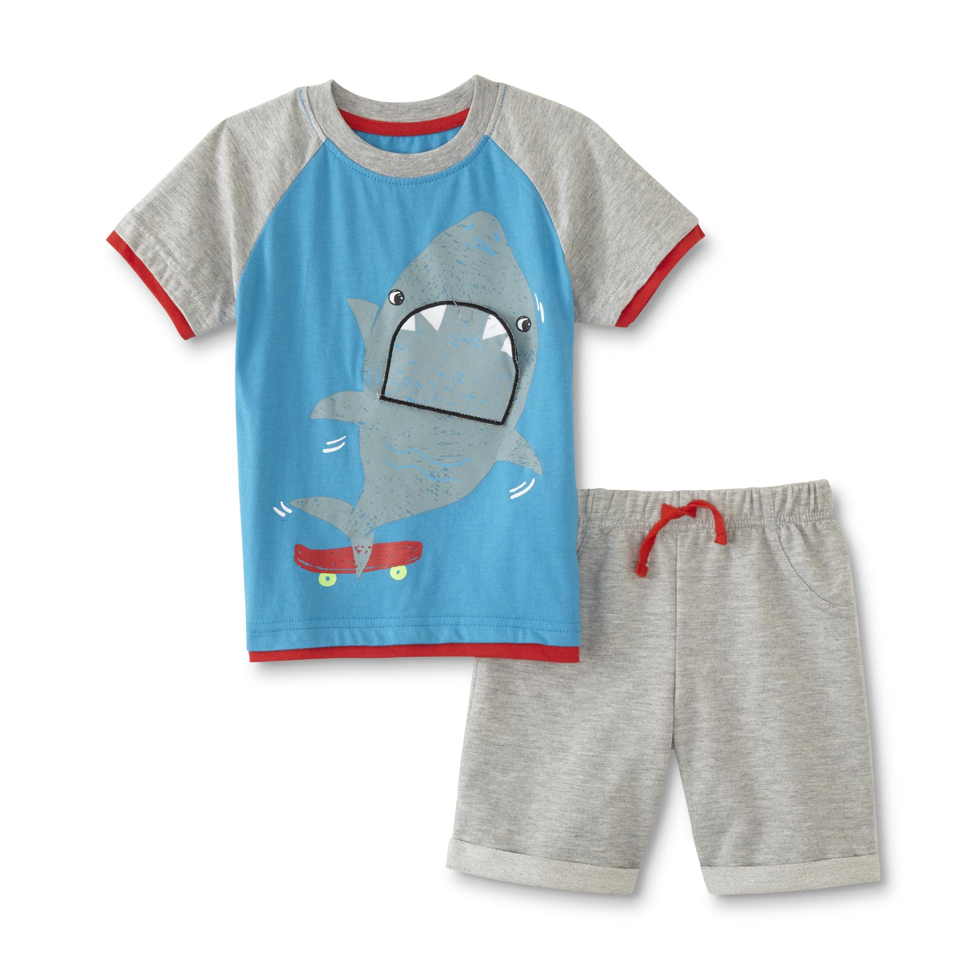 Infant & Toddler Boys' 3D Graphic T-Shirt & Shorts - Skateboarding Shark, Size: 12 months, Blue Infant & Toddler Boys' 3D Graphic T-Shirt & Shorts - Skateboarding Shark, Size: 12 months, Blue