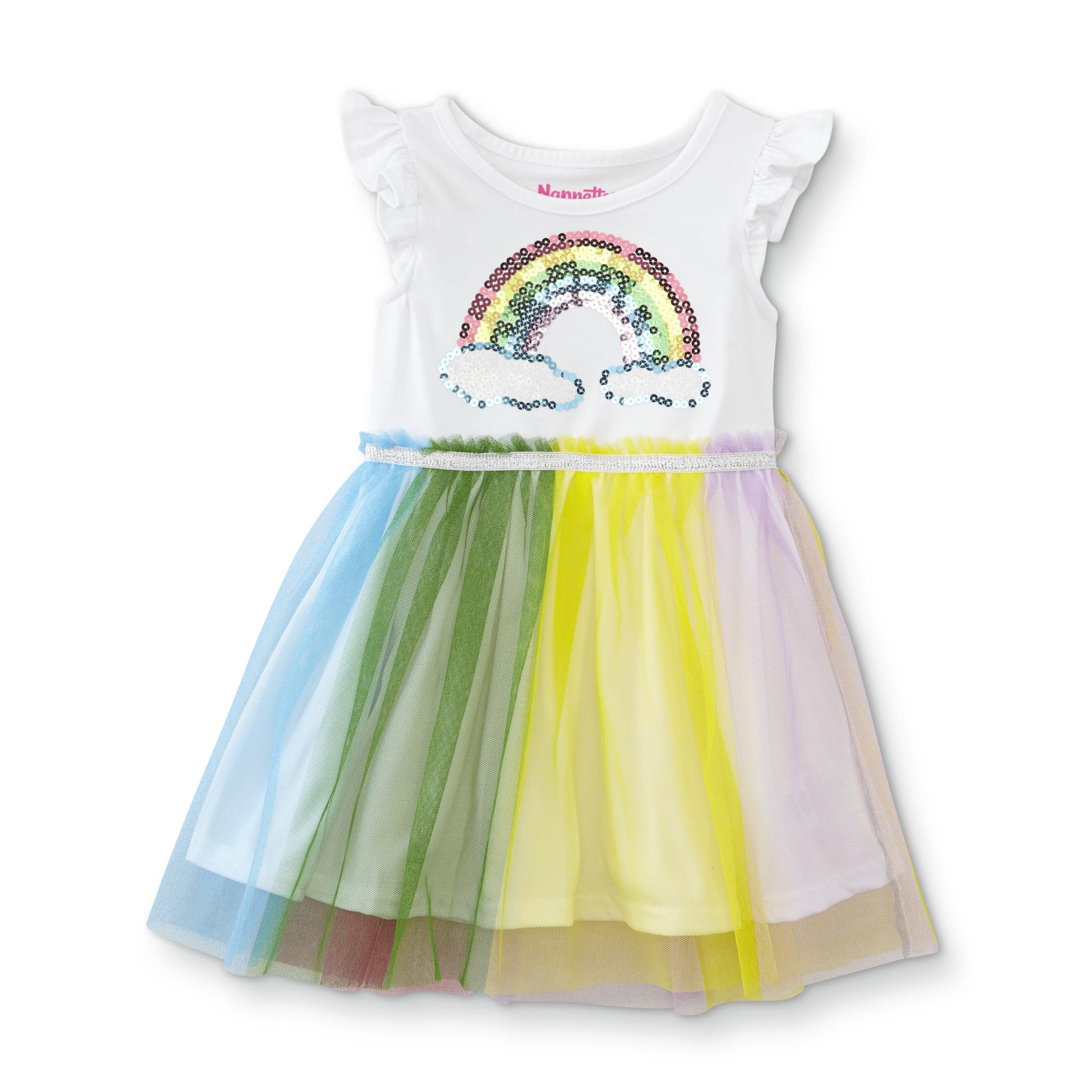 Toddler Girls' Tulle Dress - Rainbow, Size: 3T, White Toddler Girls' Tulle Dress - Rainbow, Size: 3T, White