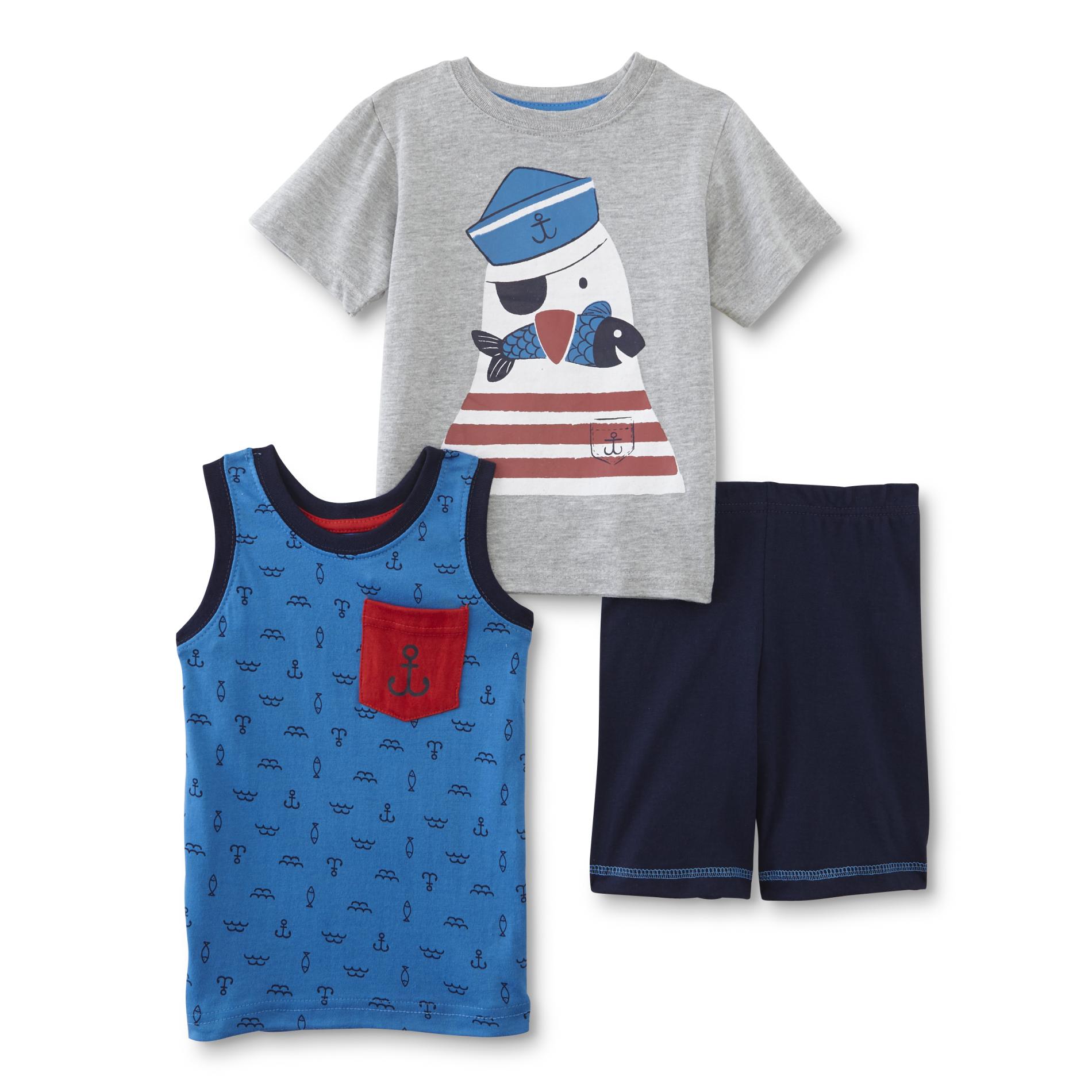 Toddler Boys' T-Shirt, Tank Top & Shorts - Seagull, Size: 2T, Grey Toddler Boys' T-Shirt, Tank Top & Shorts - Seagull, Size: 2T, Grey