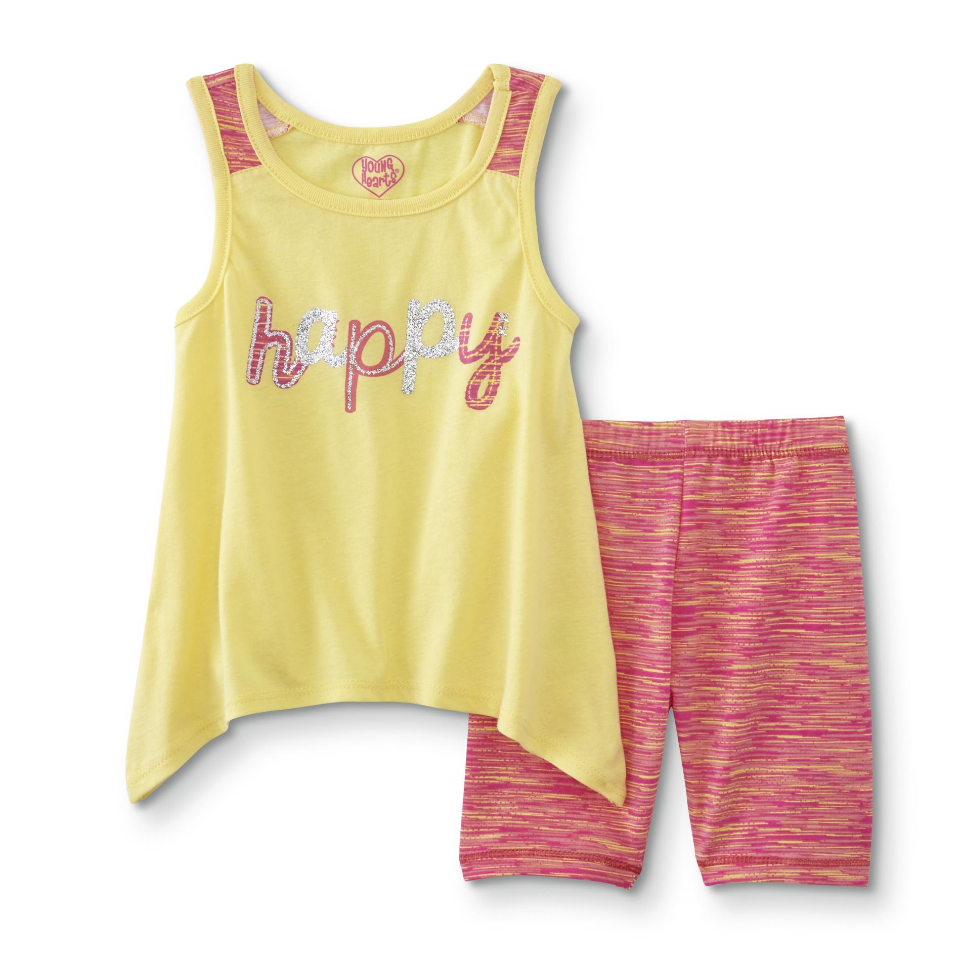 Toddler Girls' Tank Top & Shorts - Happy, Size: 4T, Yellow Toddler Girls' Tank Top & Shorts - Happy, Size: 4T, Yellow