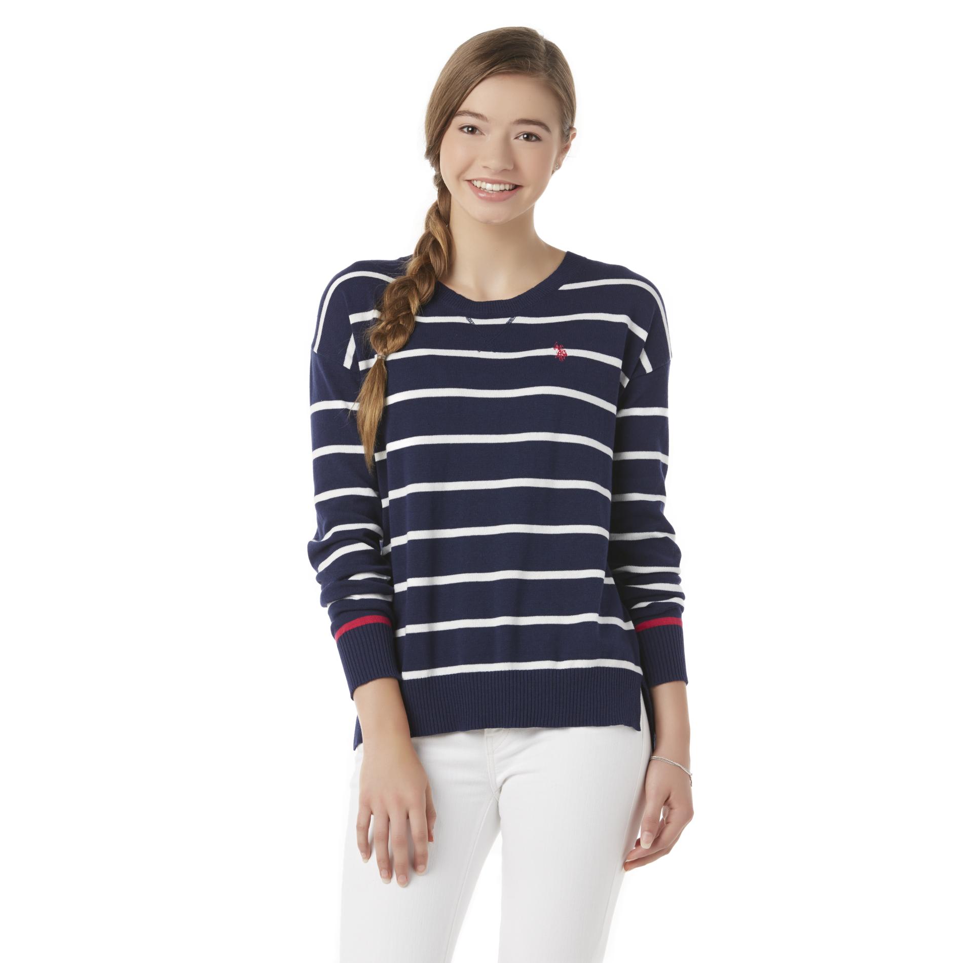 U.S. Polo Assn. Junior's Crew Neck Sweater - Striped
