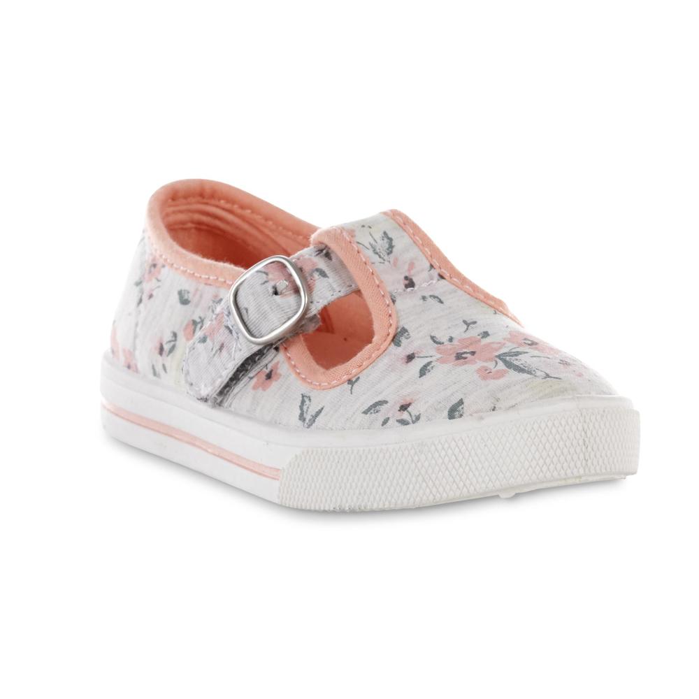 Carter's Toddler Girl's Lorna Gray/Pink/Floral T-Strap Sneaker