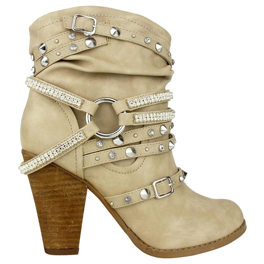 Not Rated Women's Swazy Cream Studded Ankle Boot