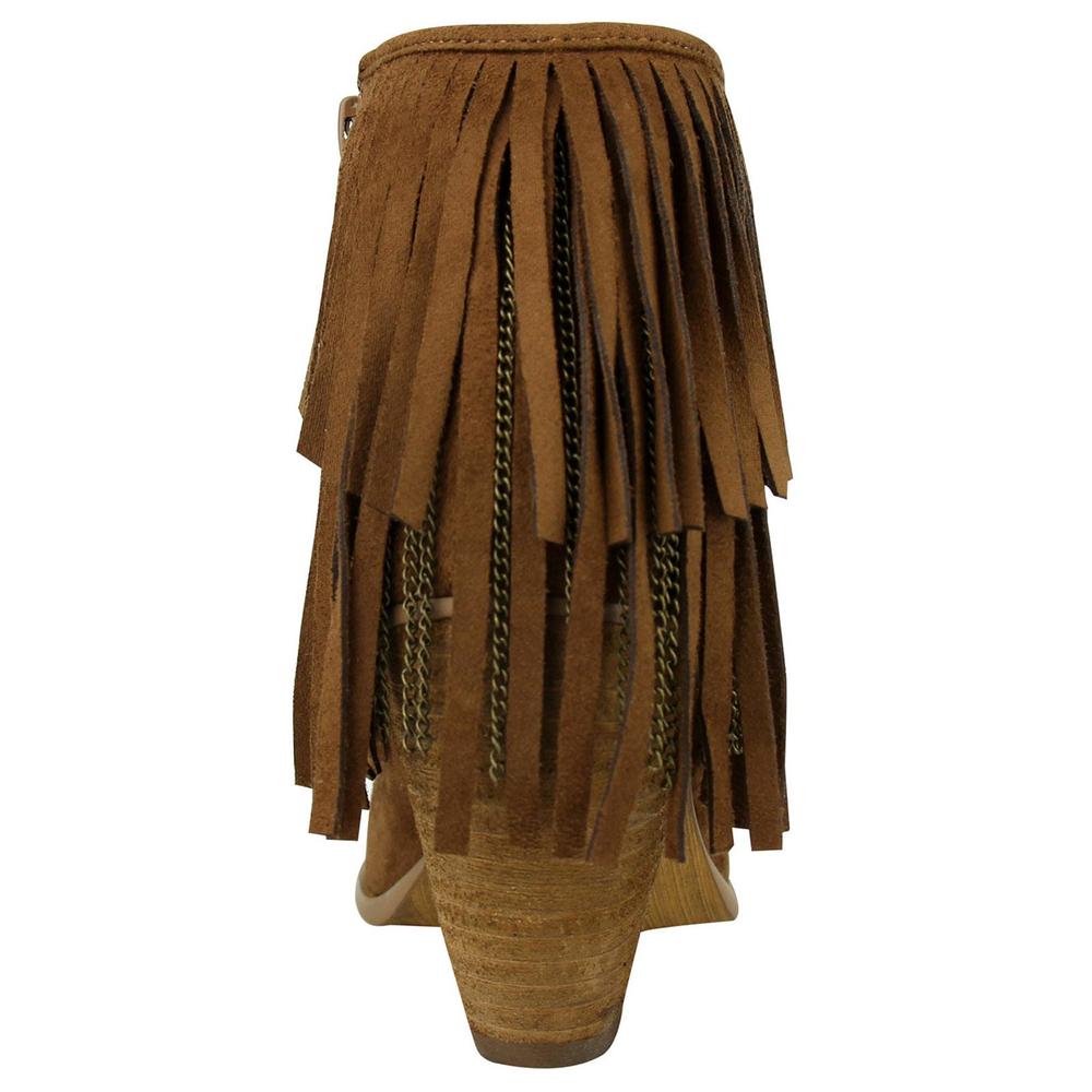 Not Rated Women's Auriga Tan Fringed Ankle Bootie