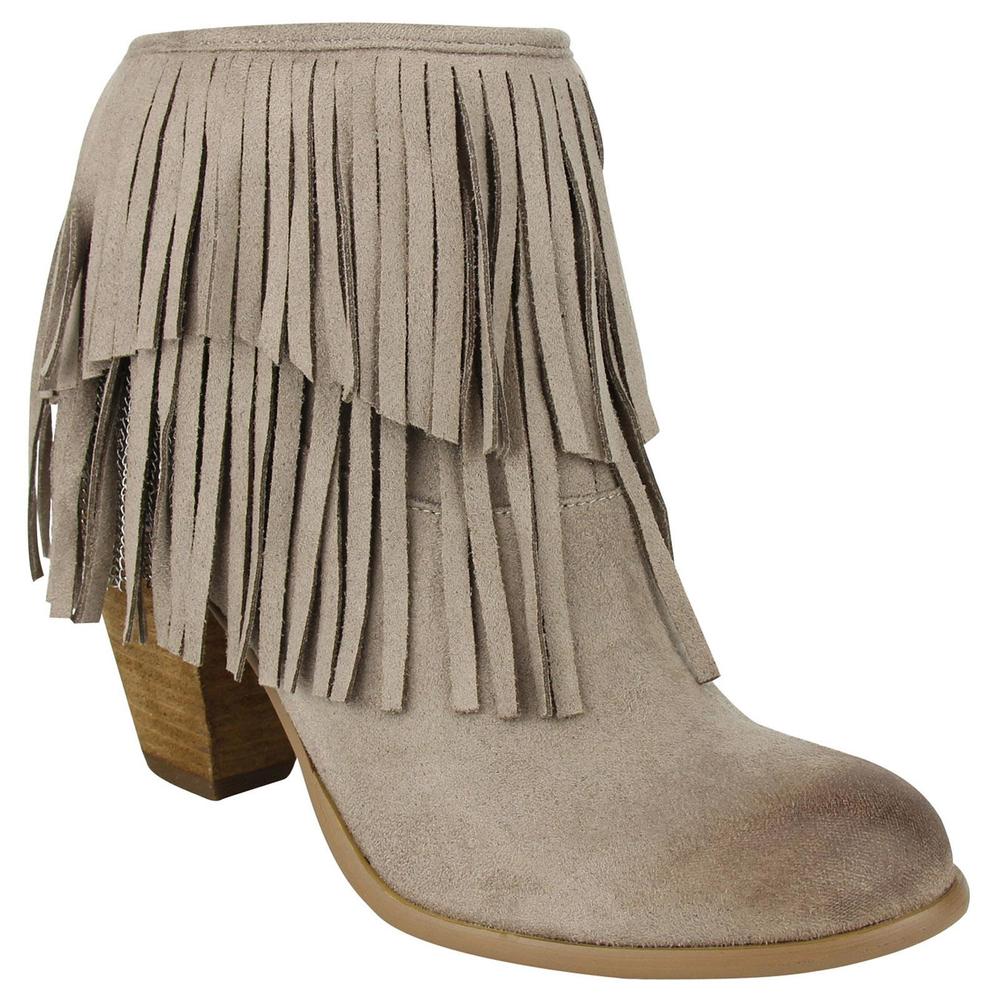 Not Rated Women's Auriga Fringed Ankle Bootie - Taupe