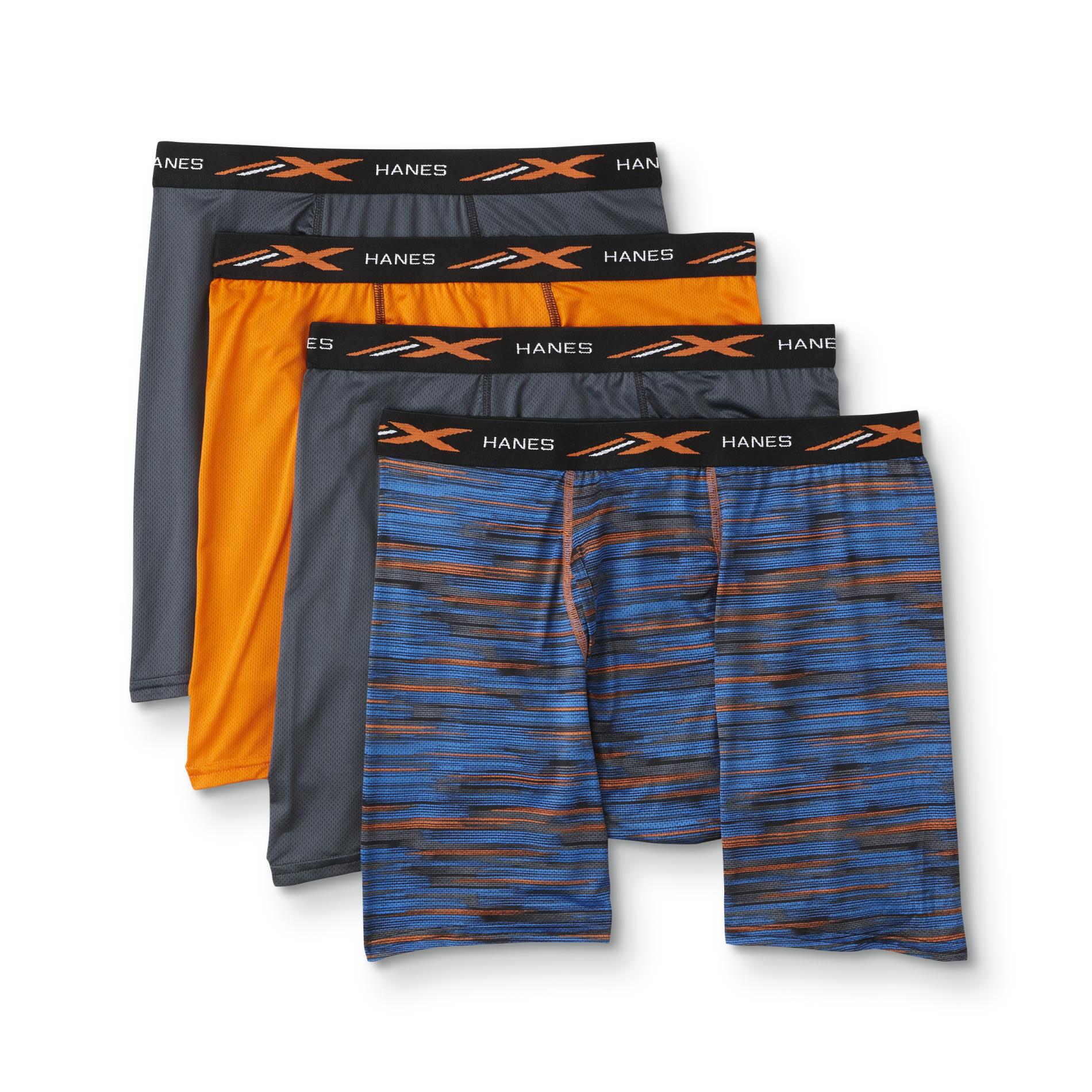 Hanes Men's 4-Pack Mesh Boxer Briefs - Solid & Striped