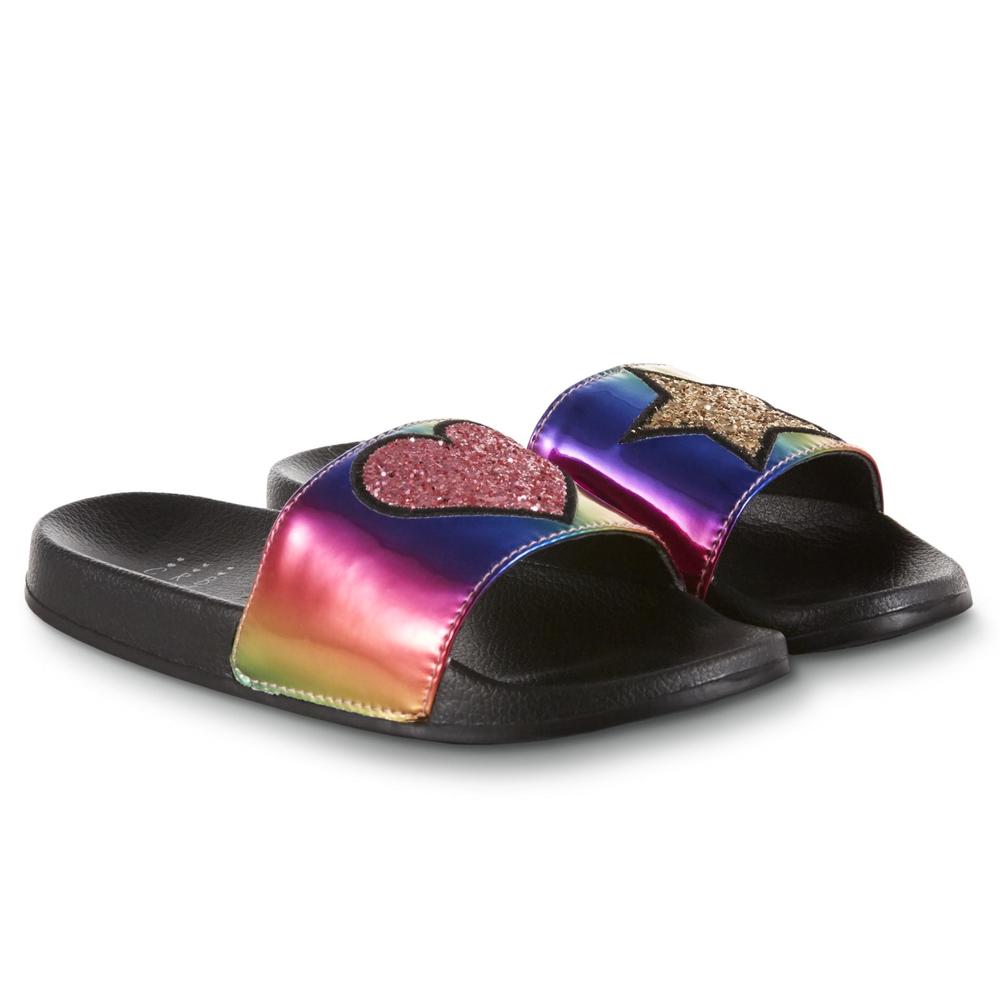 CRB Girls' Lovestar Slide Sandal - Black/Rainbow