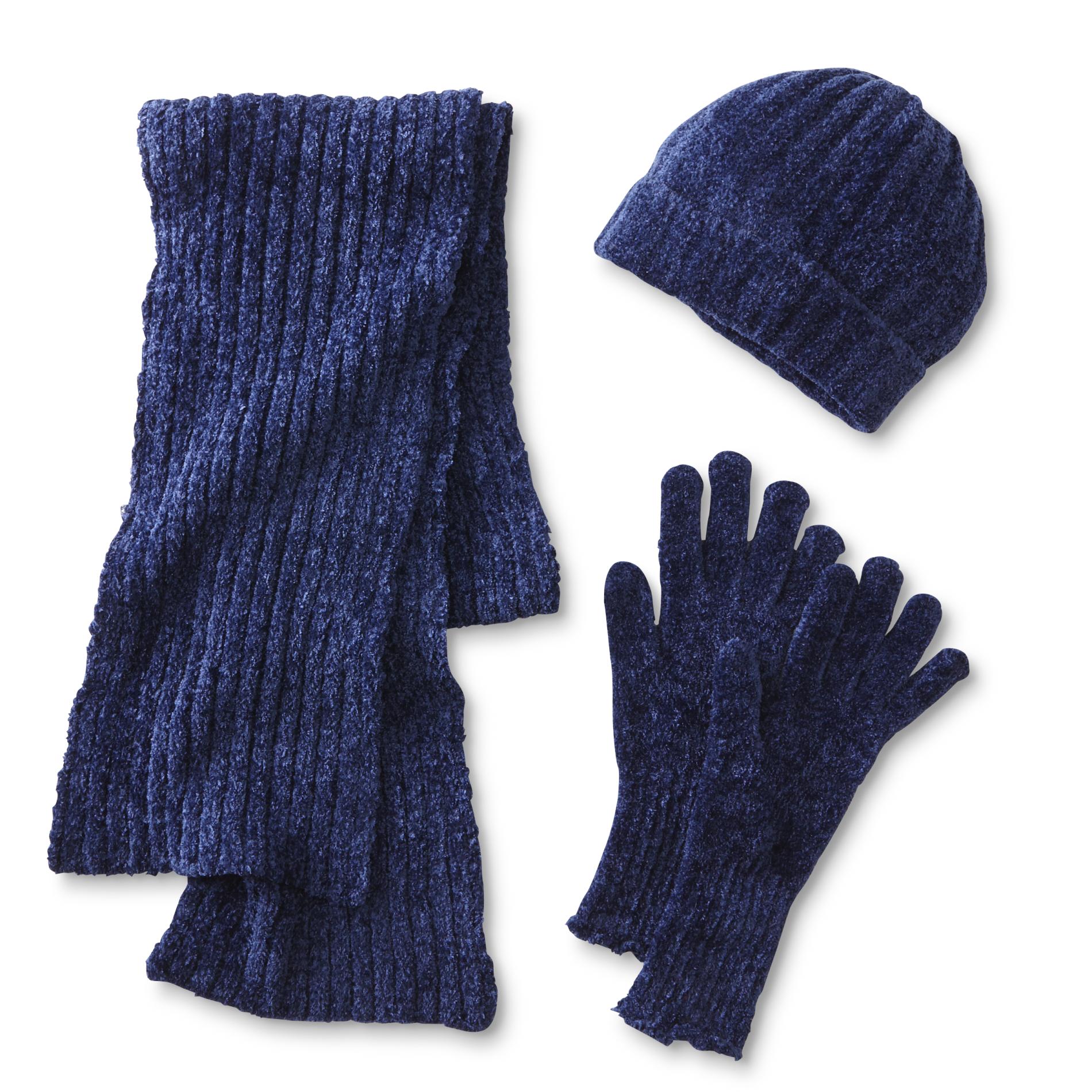 Covington Women's Chenille Winter Hat, Scarf & Gloves