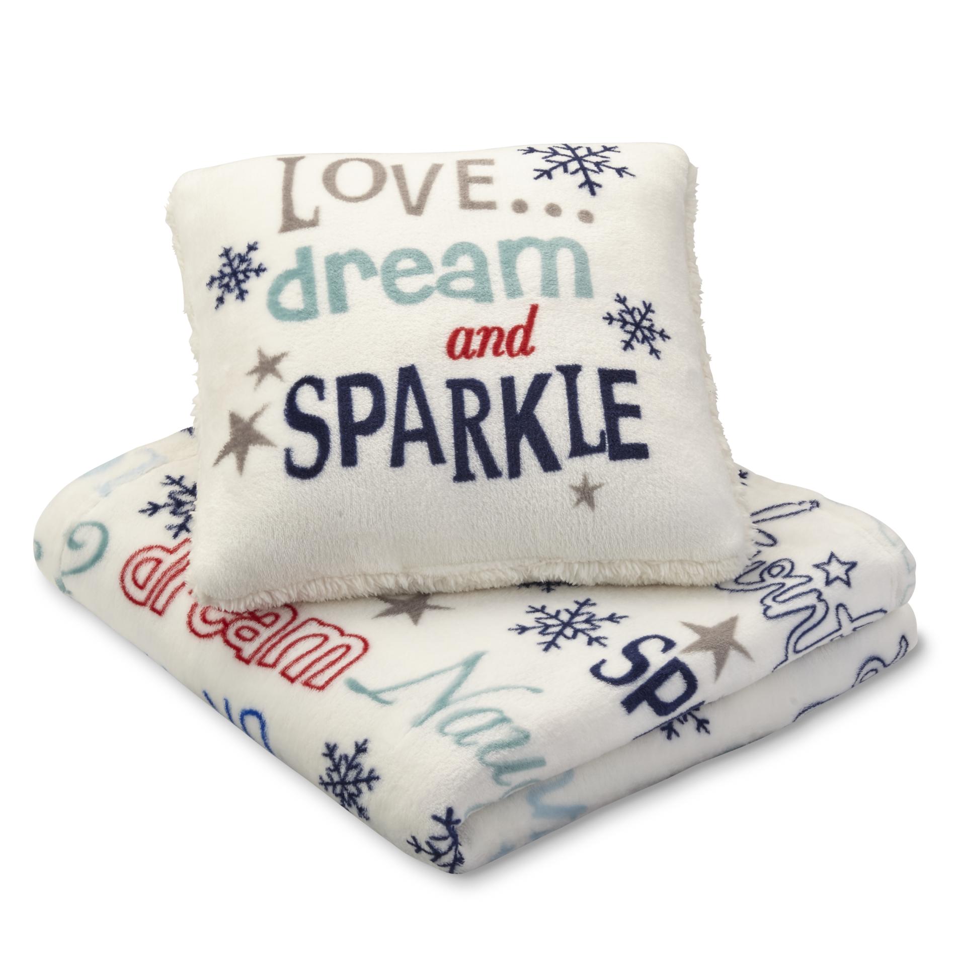 Cannon Snowflakes Plush Pillow & Throw 2-piece Gift Set