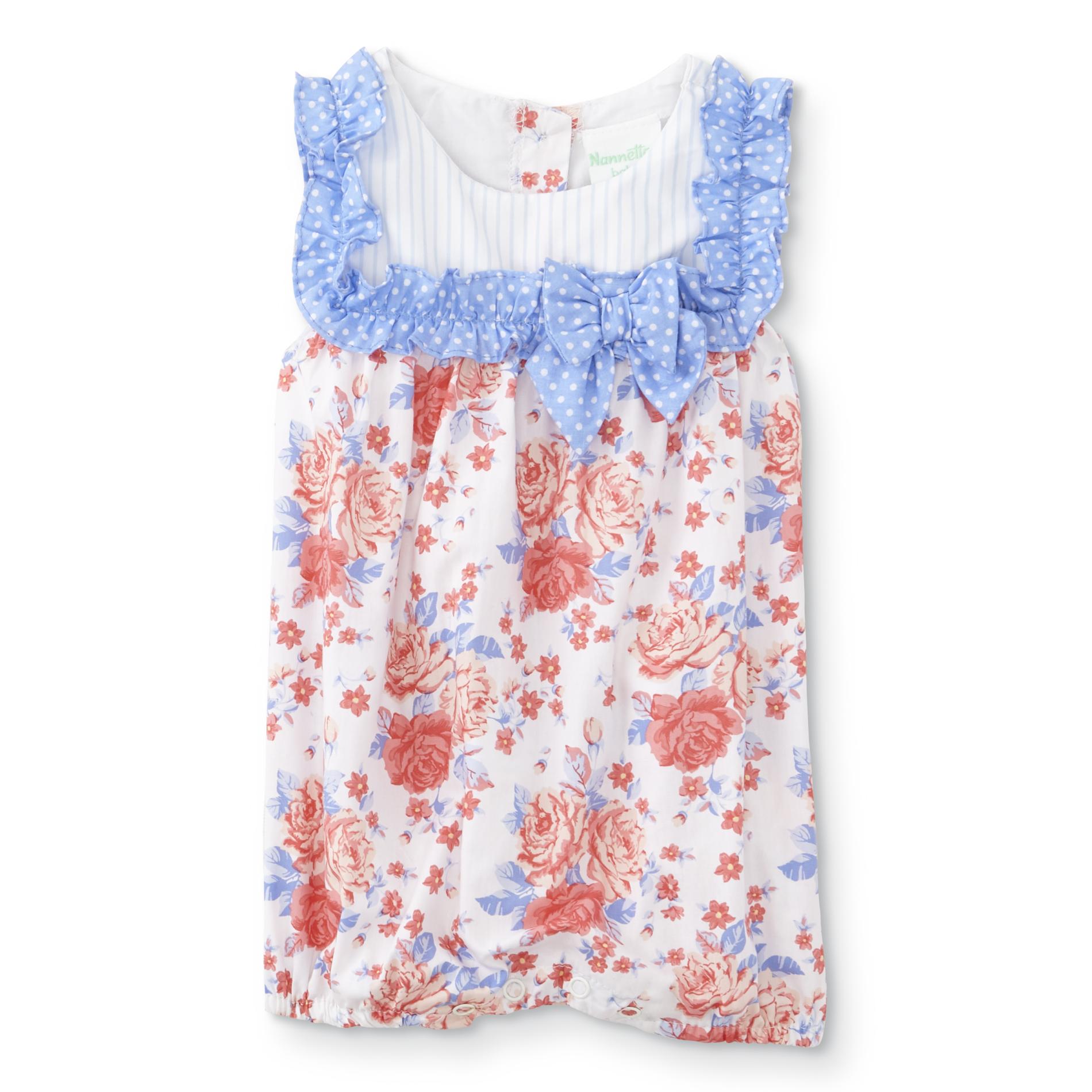 Infant Girls' Romper - Floral, Size: 3-6 Months, White Infant Girls' Romper - Floral, Size: 3-6 Months, White