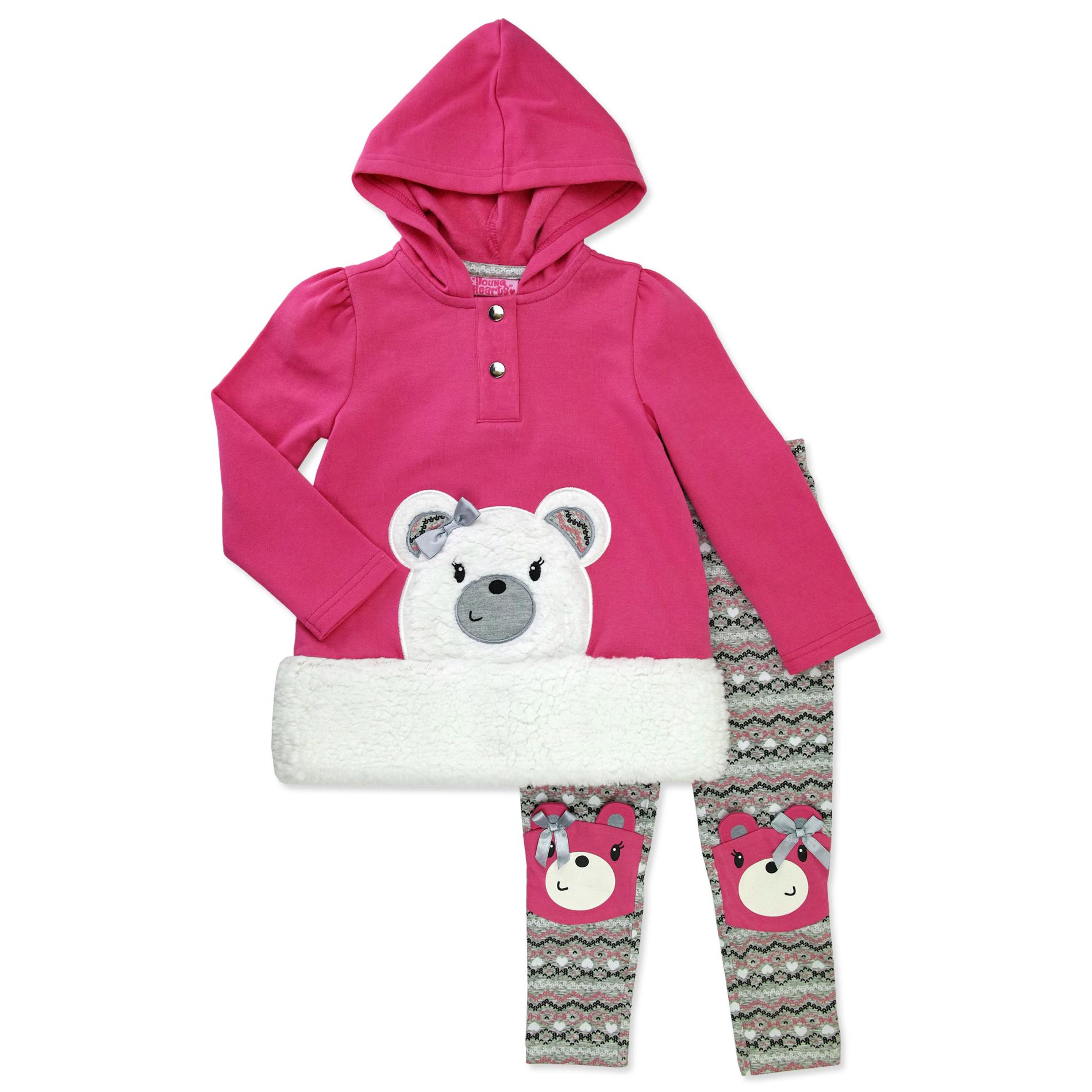 Young Hearts Infant & Toddler Girl's Hooded Fleece Jacket & Leggings - Bear