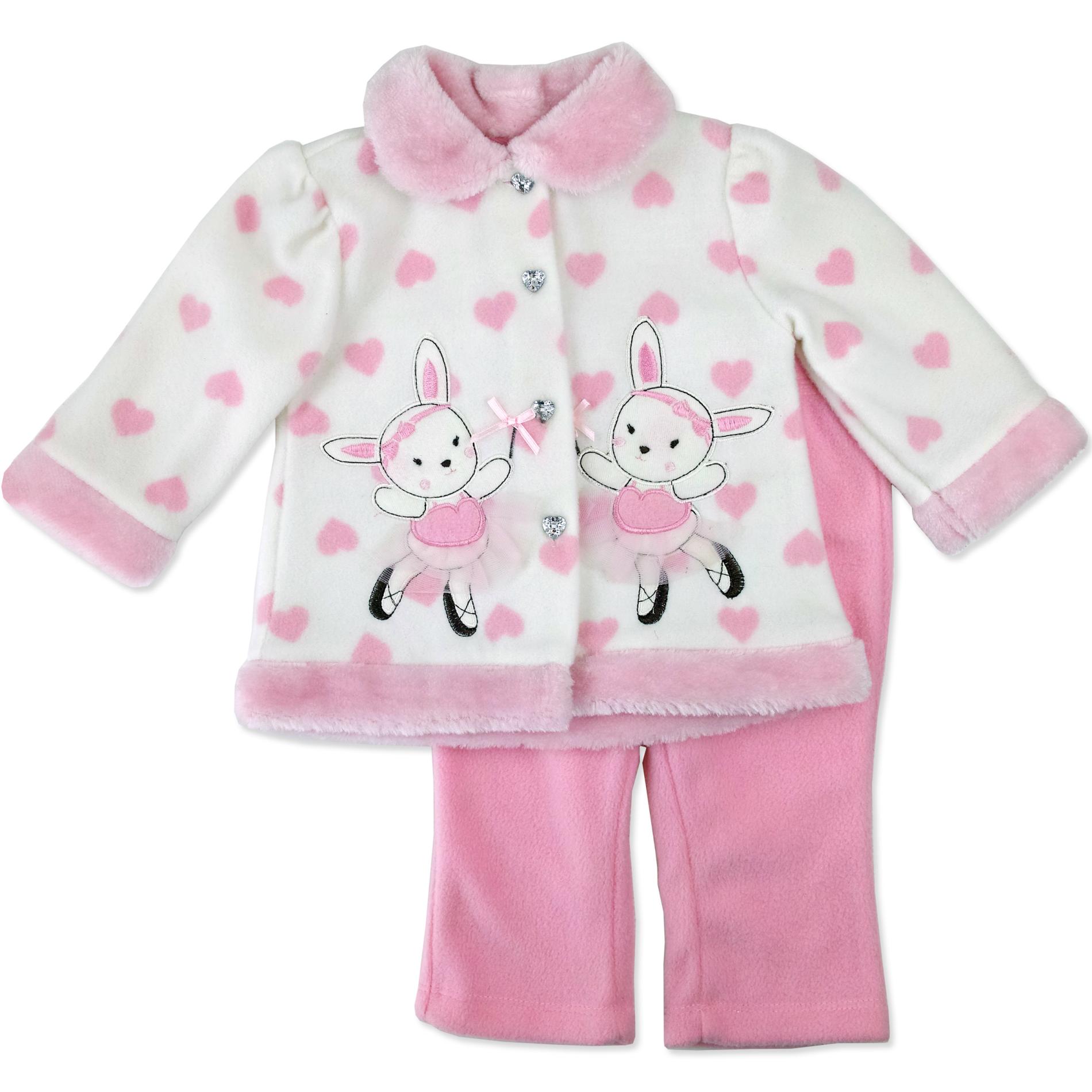 Young Hearts Infant & Toddler Girl's Fleece Jacket & Pants - Ballerina Bunnies