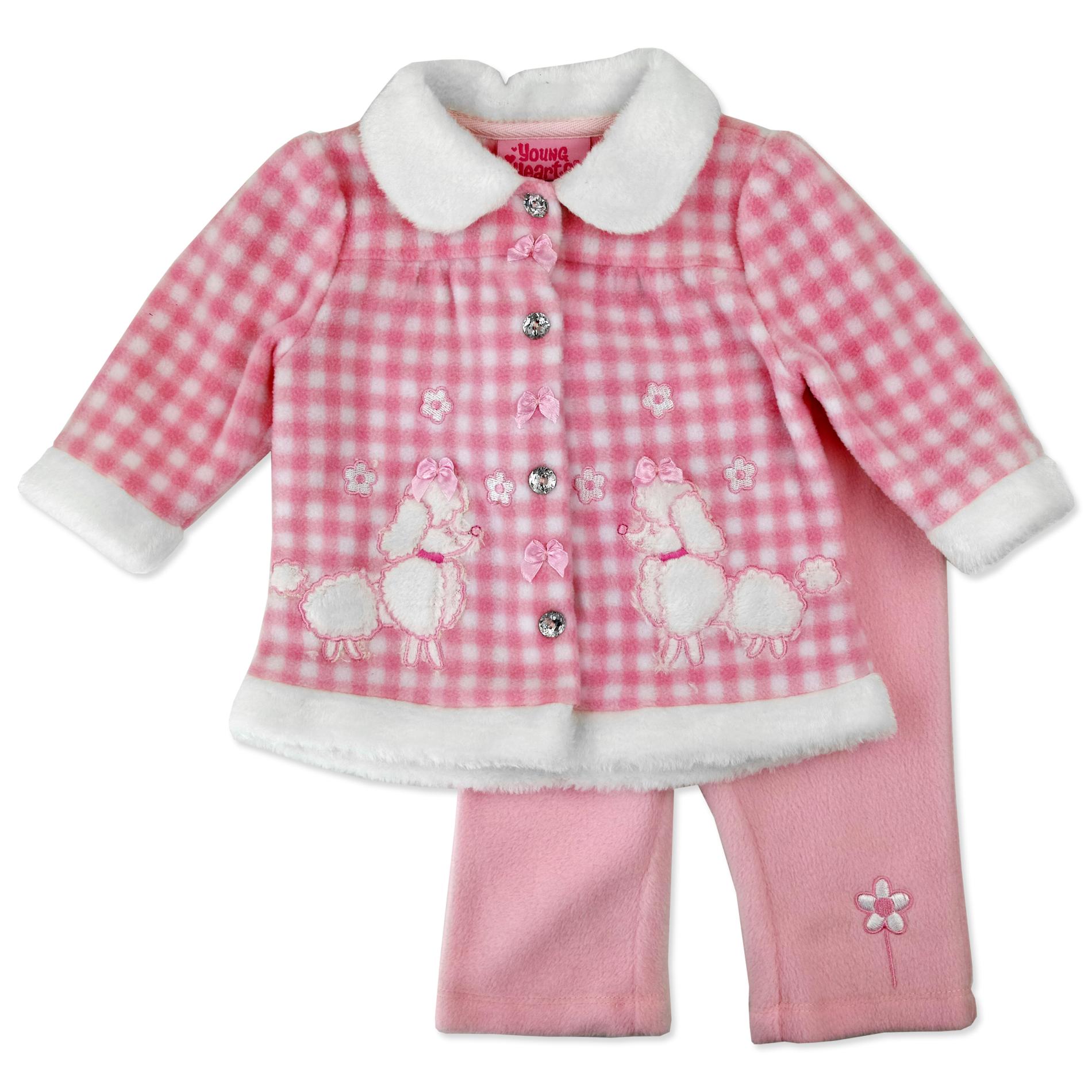 Young Hearts Infant & Toddler Girl's Fleece Jacket & Pants - Poodles