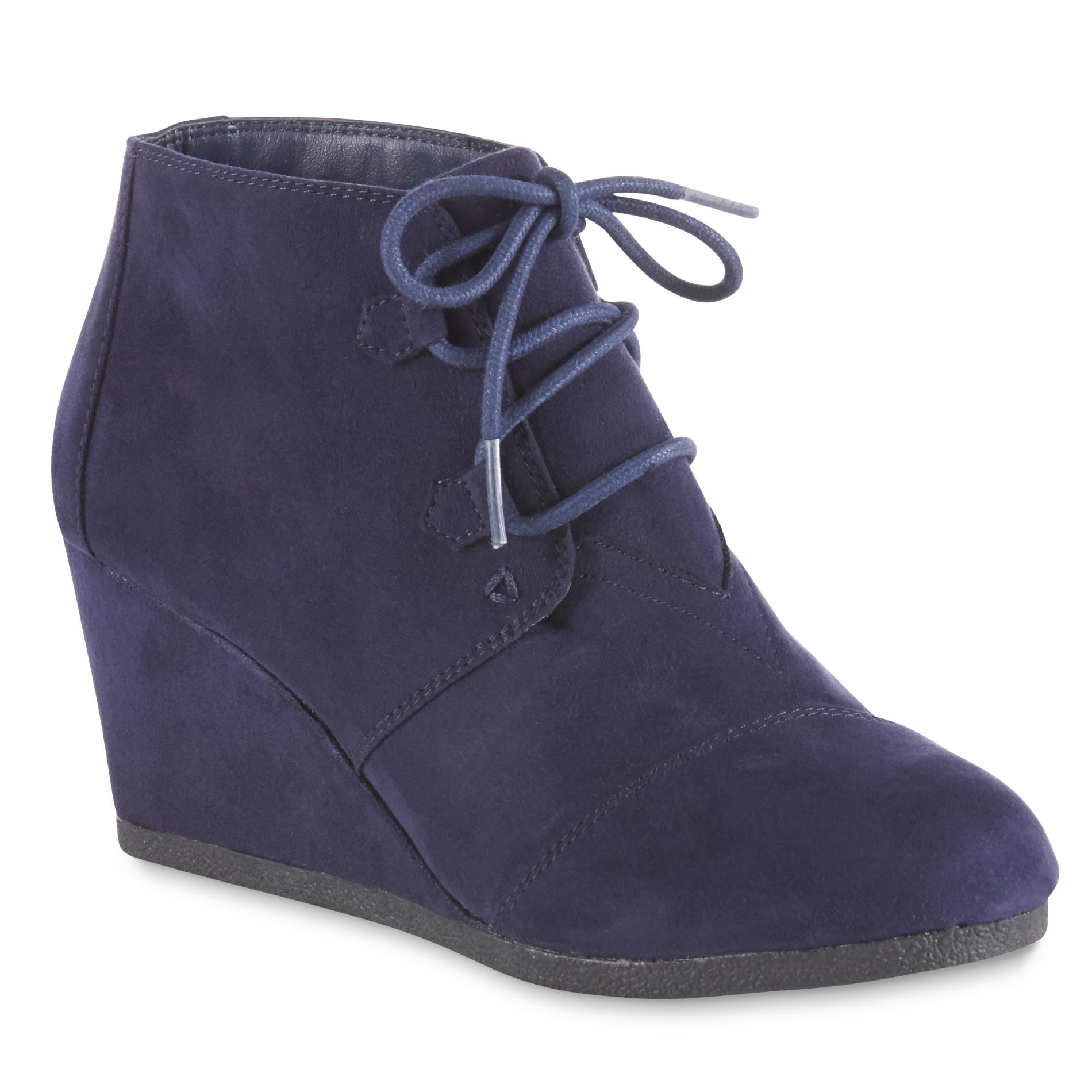 Navy wedge booties clearance