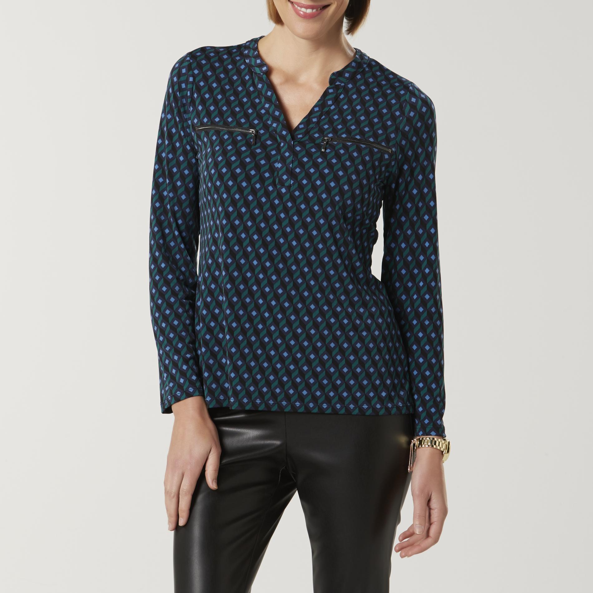 Jaclyn Smith Women's Embellished Shirt - Geometric