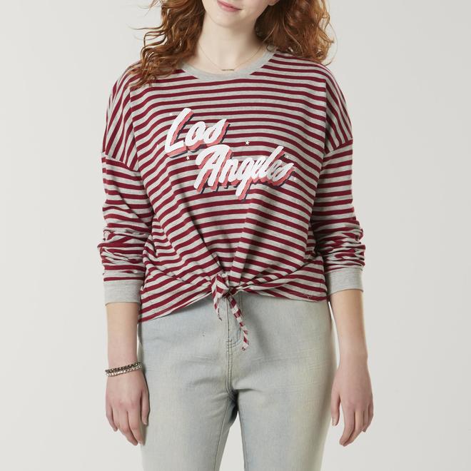 Joe Boxer Juniors' Plus Knotted Sweatshirt Los Angeles & Striped