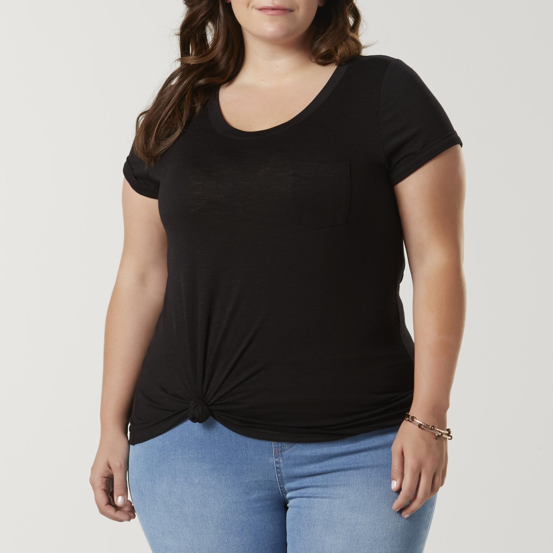 Simply Emma Women's Plus Pocket T-Shirt, Size: 1XL, Black Black Simply Emma Women's Plus Pocket T-Shirt, Size: 1XL, Black Black