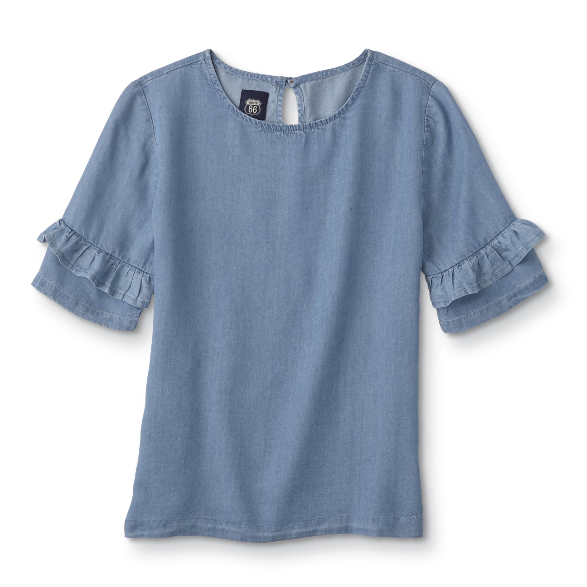 Route 66 Girls' Plus Chambray Top