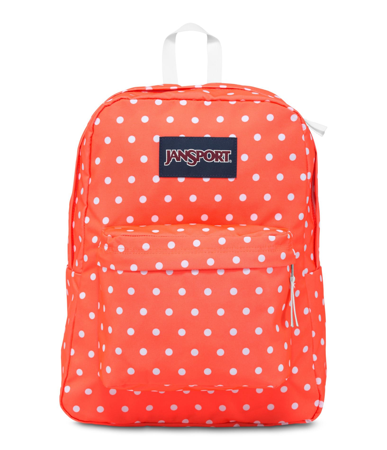 jansport pink polka dot backpack
