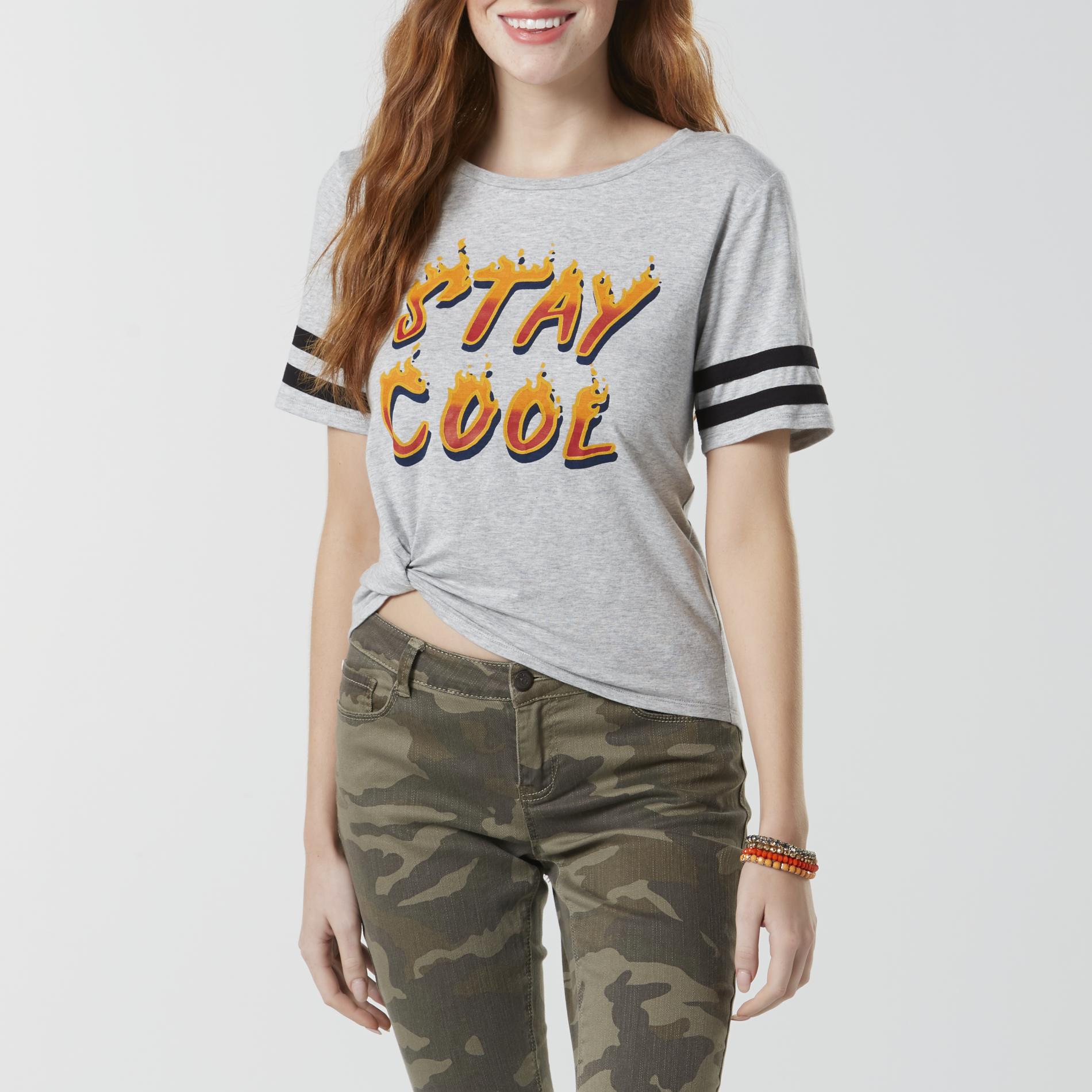 Joe Boxer Juniors' Twist-Front T-Shirt - Stay Cool, Size: Medium, Grey Grey/Black Joe Boxer Juniors' Twist-Front T-Shirt - Stay Cool, Size: Medium, Grey Grey/Black