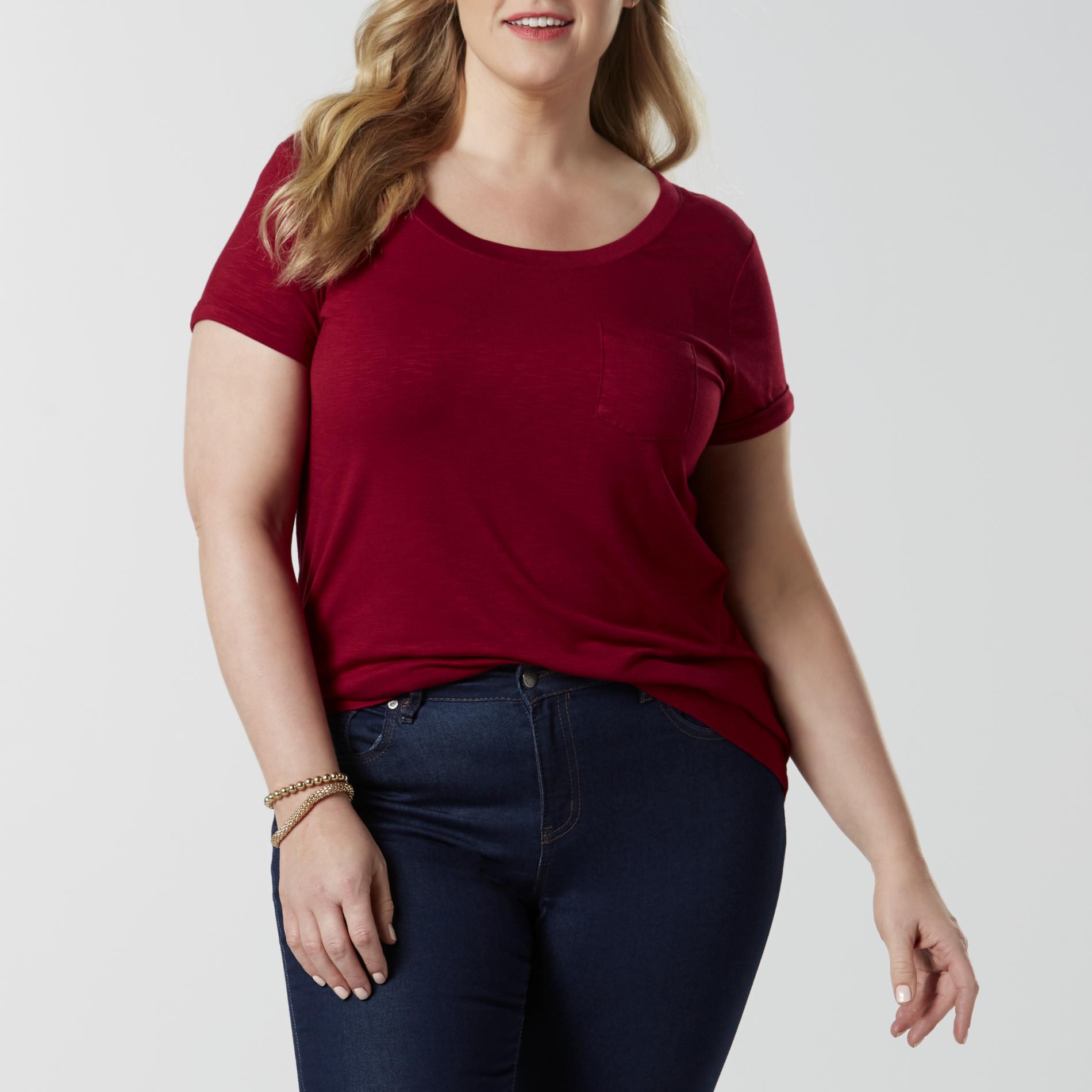 Simply Emma Women's Plus Pocket T-Shirt, Size: 1XL, Rhumba Red Simply Emma Women's Plus Pocket T-Shirt, Size: 1XL, Rhumba Red