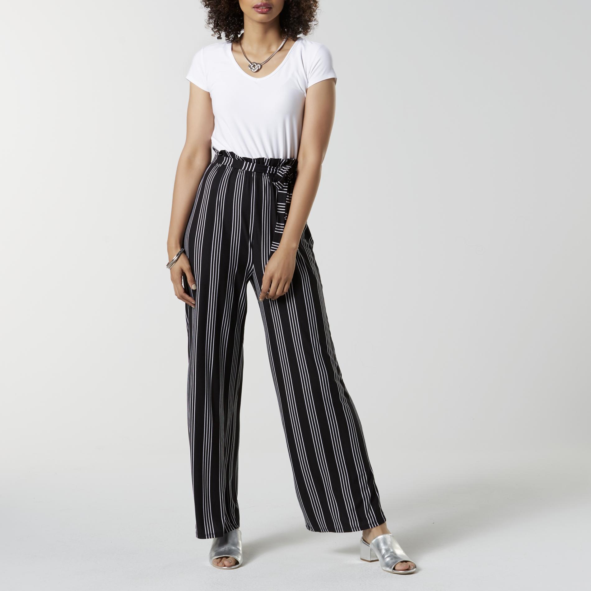 Juniors' Jumpsuit - Striped, Size: Medium, Black/White Juniors' Jumpsuit - Striped, Size: Medium, Black/White