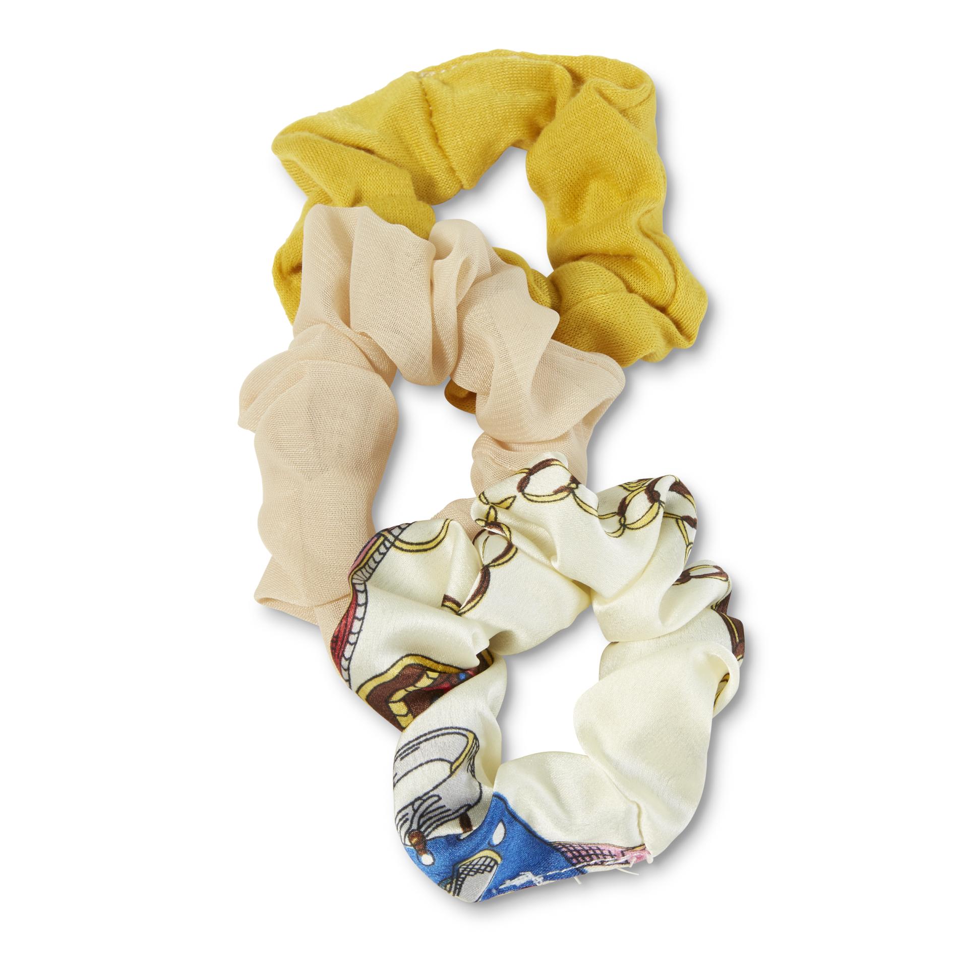 Attention Women's 3-Pack Hair Scrunchies - Chain