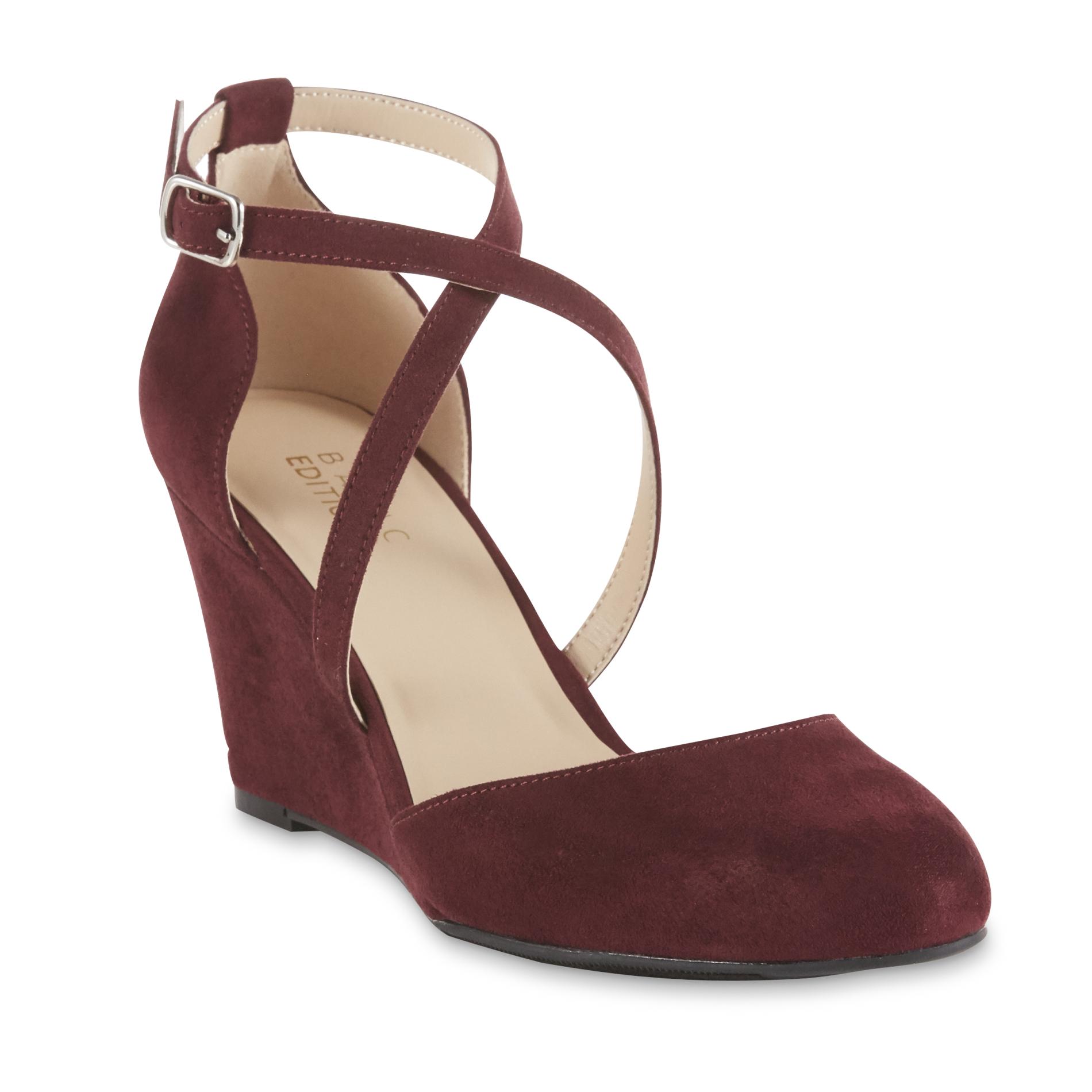 Basic Editions Women's Blanca Wedge Pump - Wine, 6, Dark Red Basic Editions Women's Blanca Wedge Pump - Wine, 6, Dark Red
