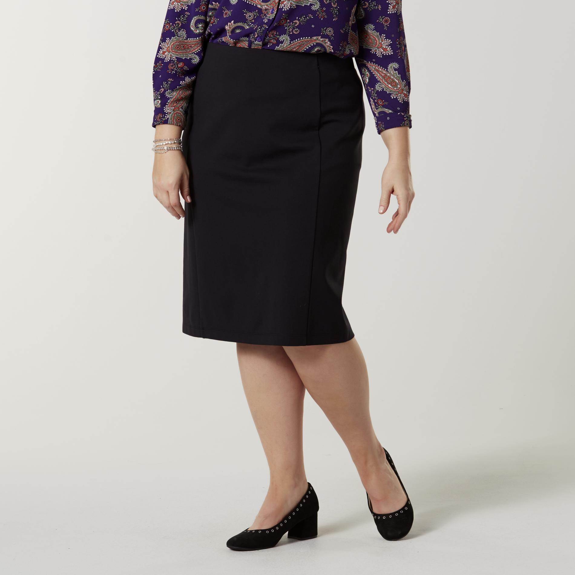 Maggie Barnes Catherines Women Plus Size Brown Slinky Knit Skirt