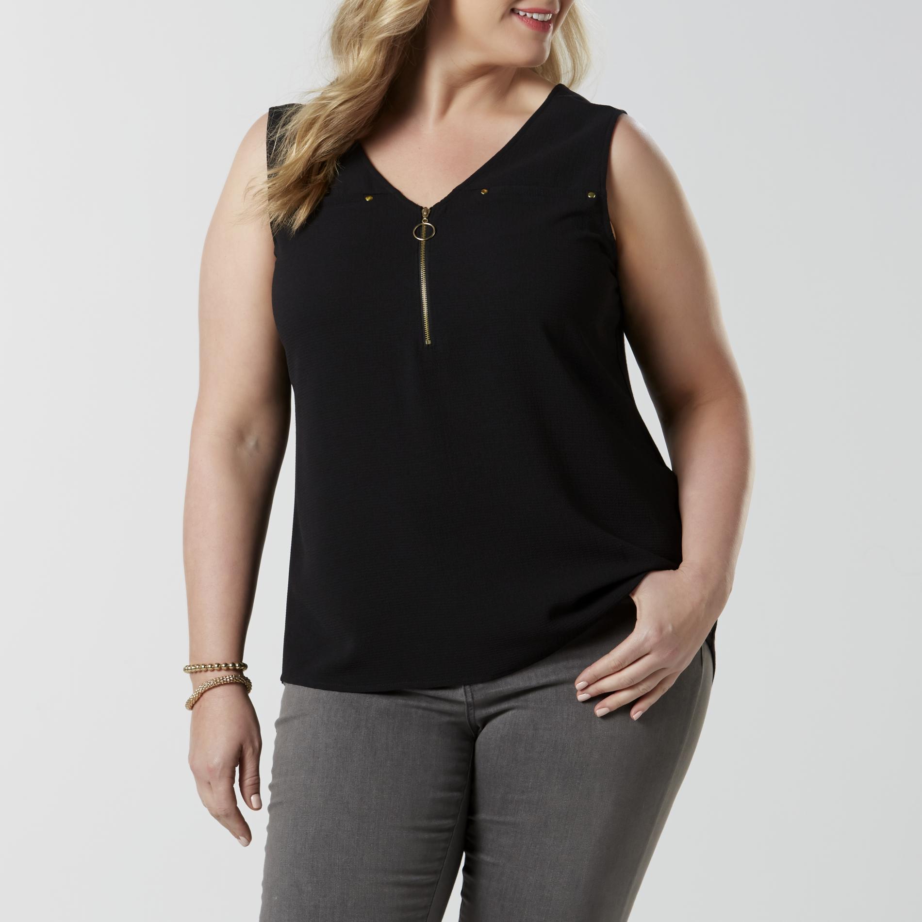 Simply Emma Women's Plus Sleeveless Blouse, Size: 2XL, Black Black Simply Emma Women's Plus Sleeveless Blouse, Size: 2XL, Black Black