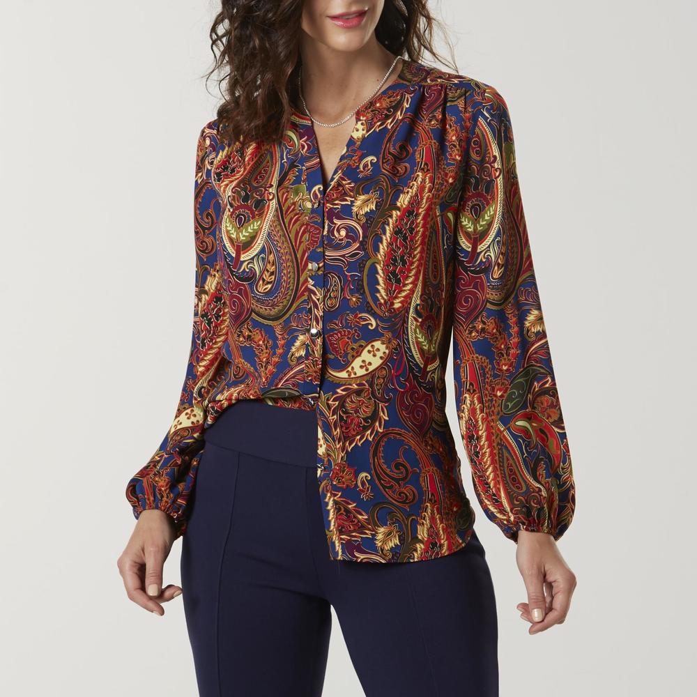 Jaclyn Smith Women's Beth Blouse - Floral/Paisley