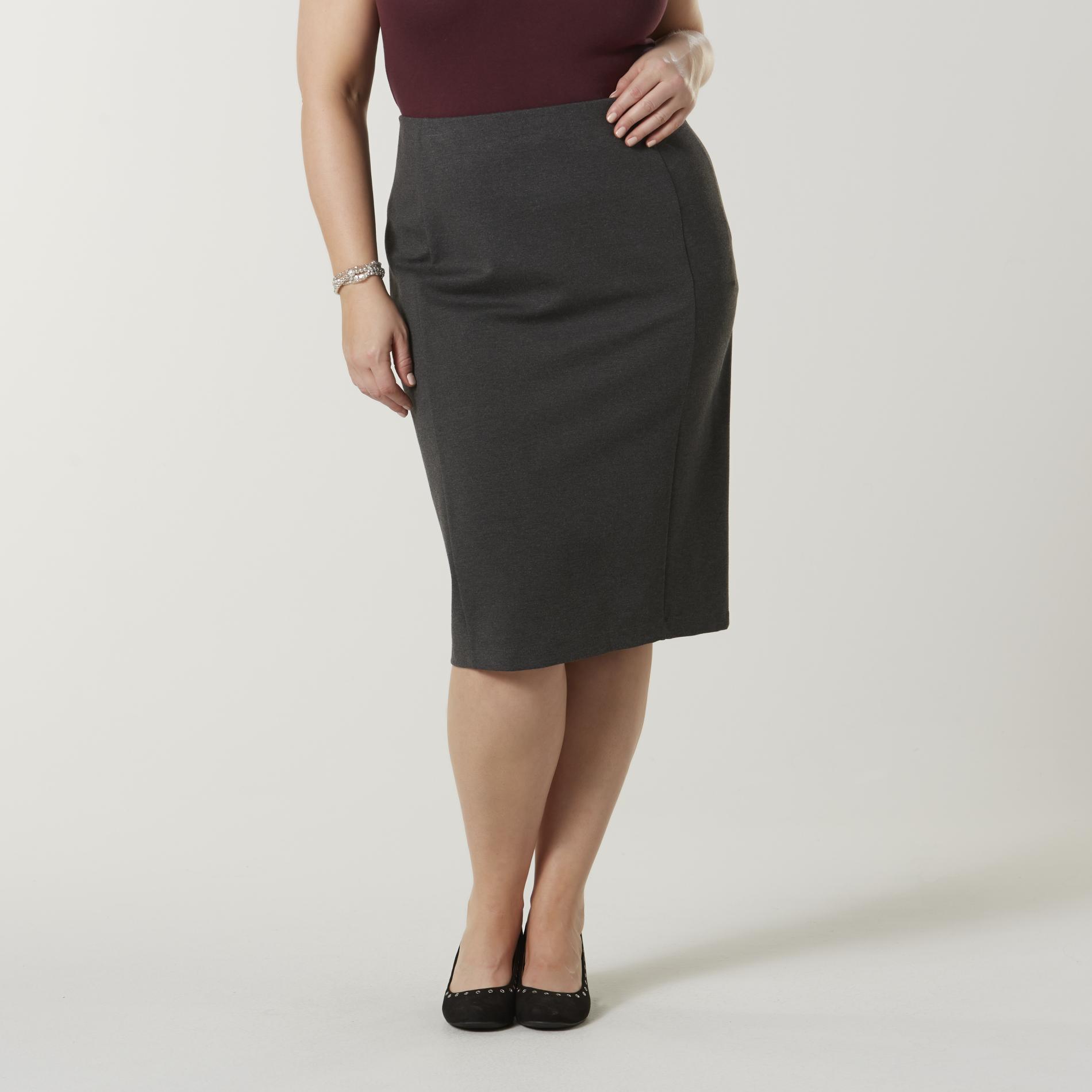 Simply Emma Women's Plus Ponte Knit Skirt, Size: 1XL, Black Black Simply Emma Women's Plus Ponte Knit Skirt, Size: 1XL, Black Black