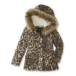 Infant & Toddler Girls Quilted Hooded Jacket   Leopard Fleece