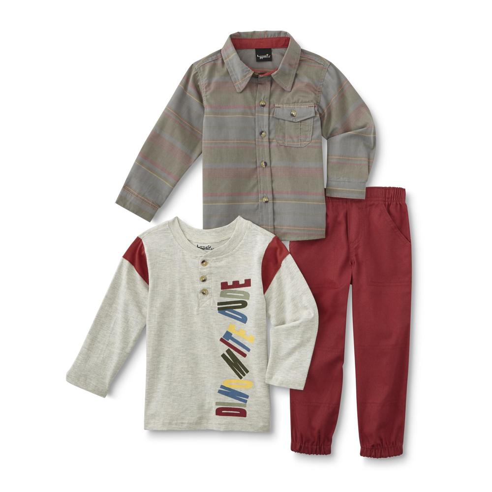 Little Rebels Toddler Boys' Graphic Shirt, Button-Front Shirt & Jogger Pants