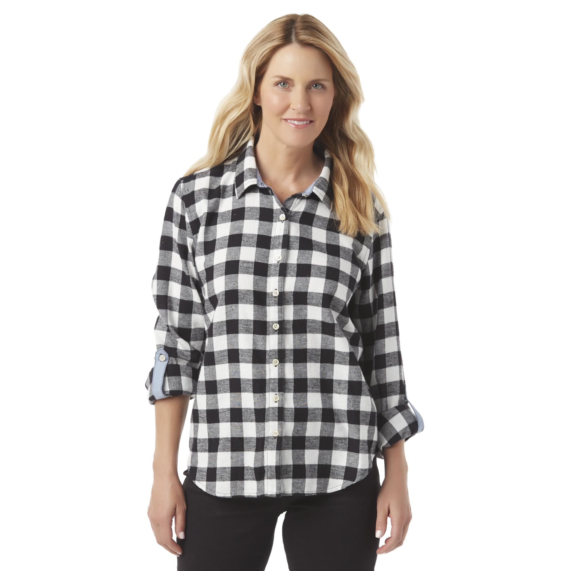 Basic Editions Women's Flannel Shirt - Plaid