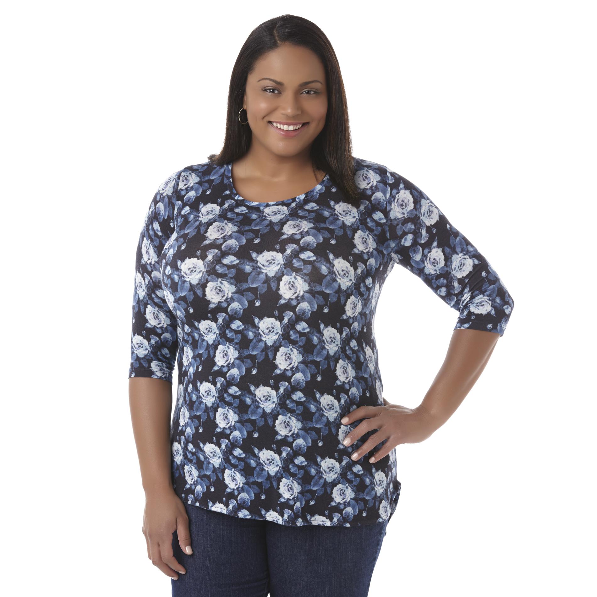 Basic Editions Women's Plus Tunic - Floral