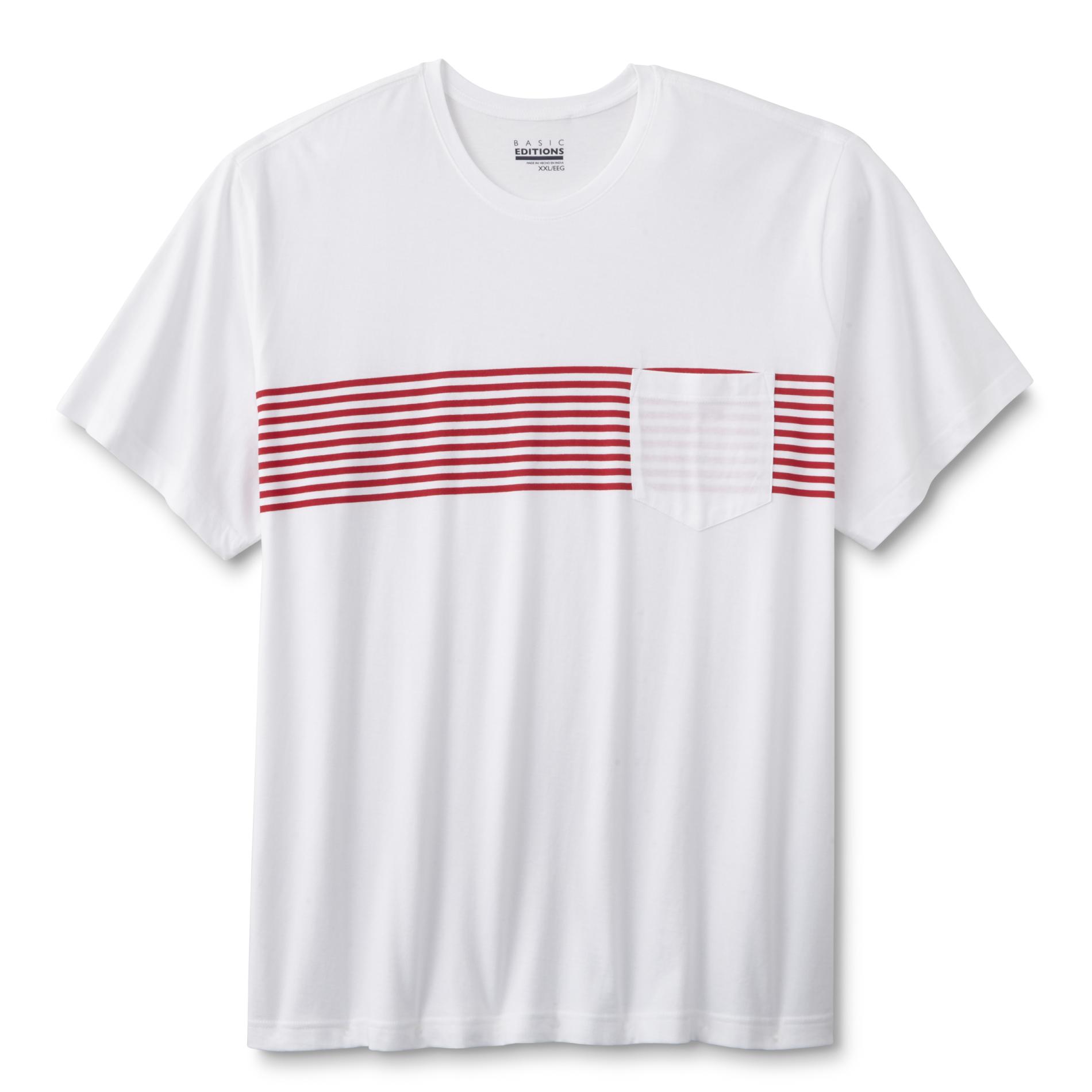 Basic Editions Men's Big & Tall Pocket T-Shirt - Striped