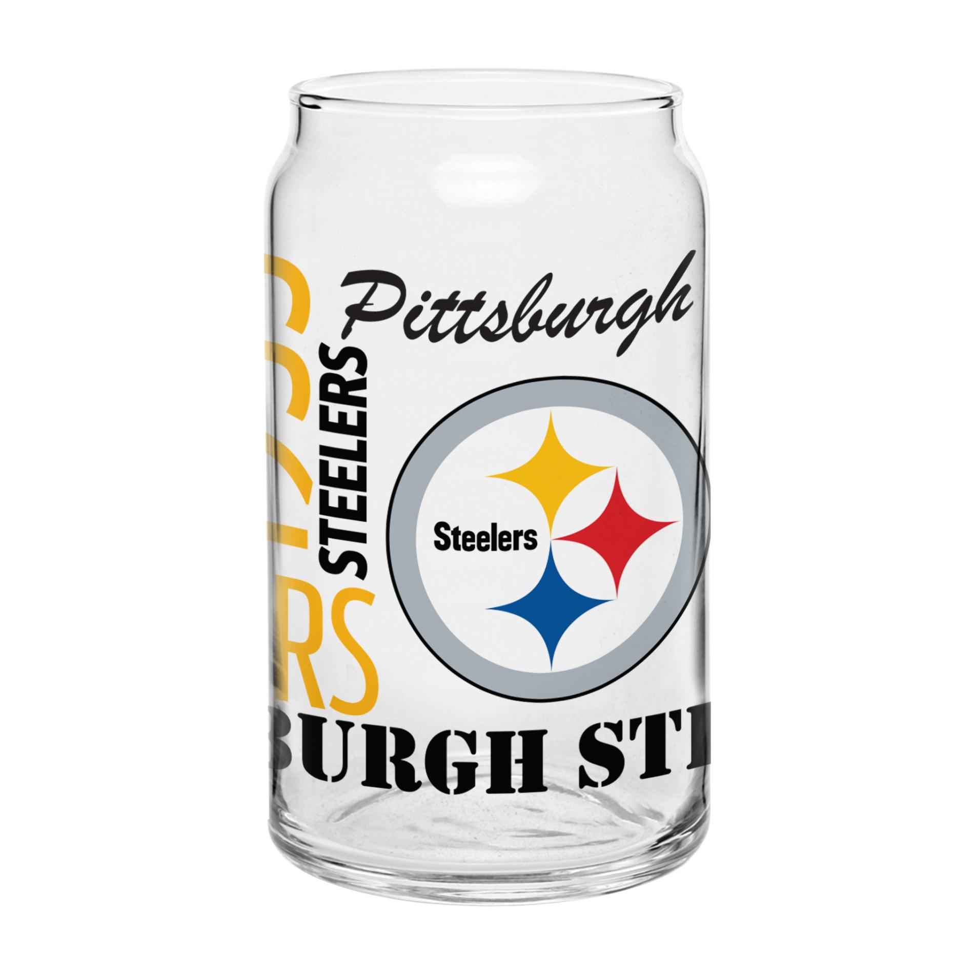 NFL Spirit Glass Can - Pittsburgh Steelers, Silver NFL Spirit Glass Can - Pittsburgh Steelers, Silver