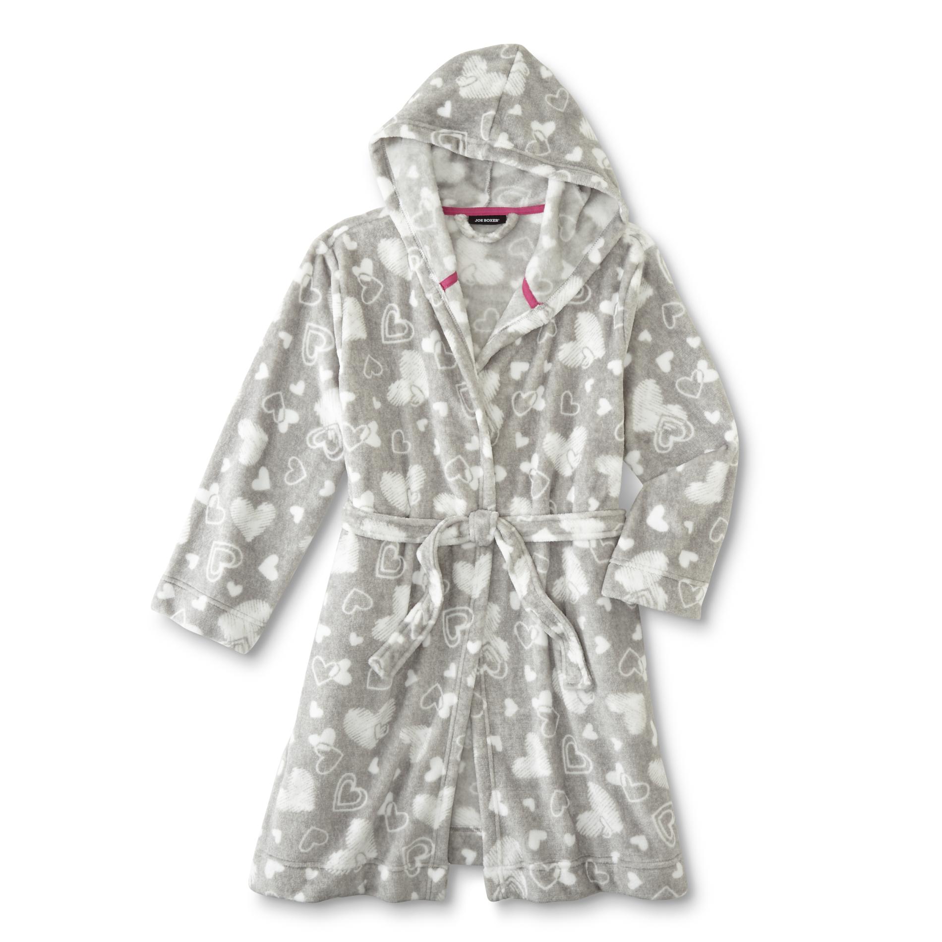 Joe Boxer Juniors' Hooded Plush Robe - Hearts