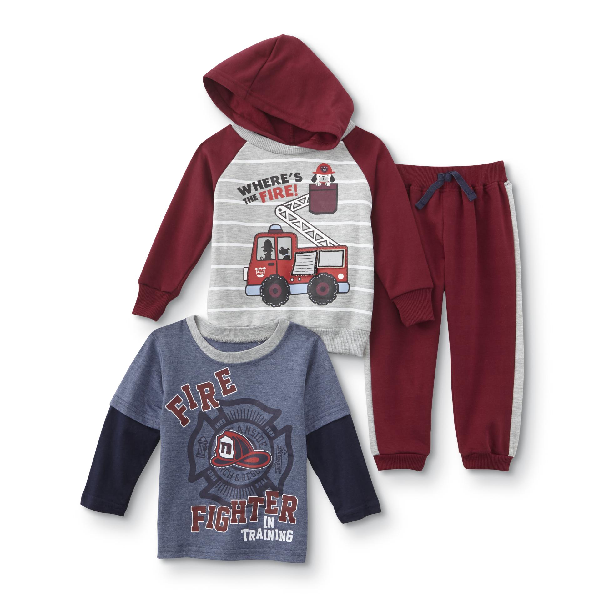 Little Rebels Infant Boys' Graphic Shirt, Hoodie & Sweatpants - Firefighter in Training